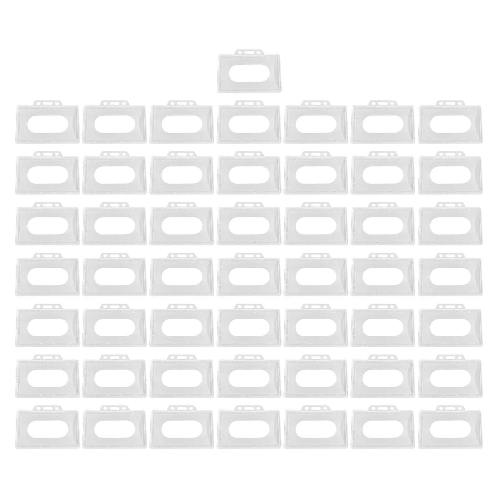 50pcs Horizontal ID Card Holder Prevents Scratching Lightweight Hard Plastic Name Tag Holder Badge Holder