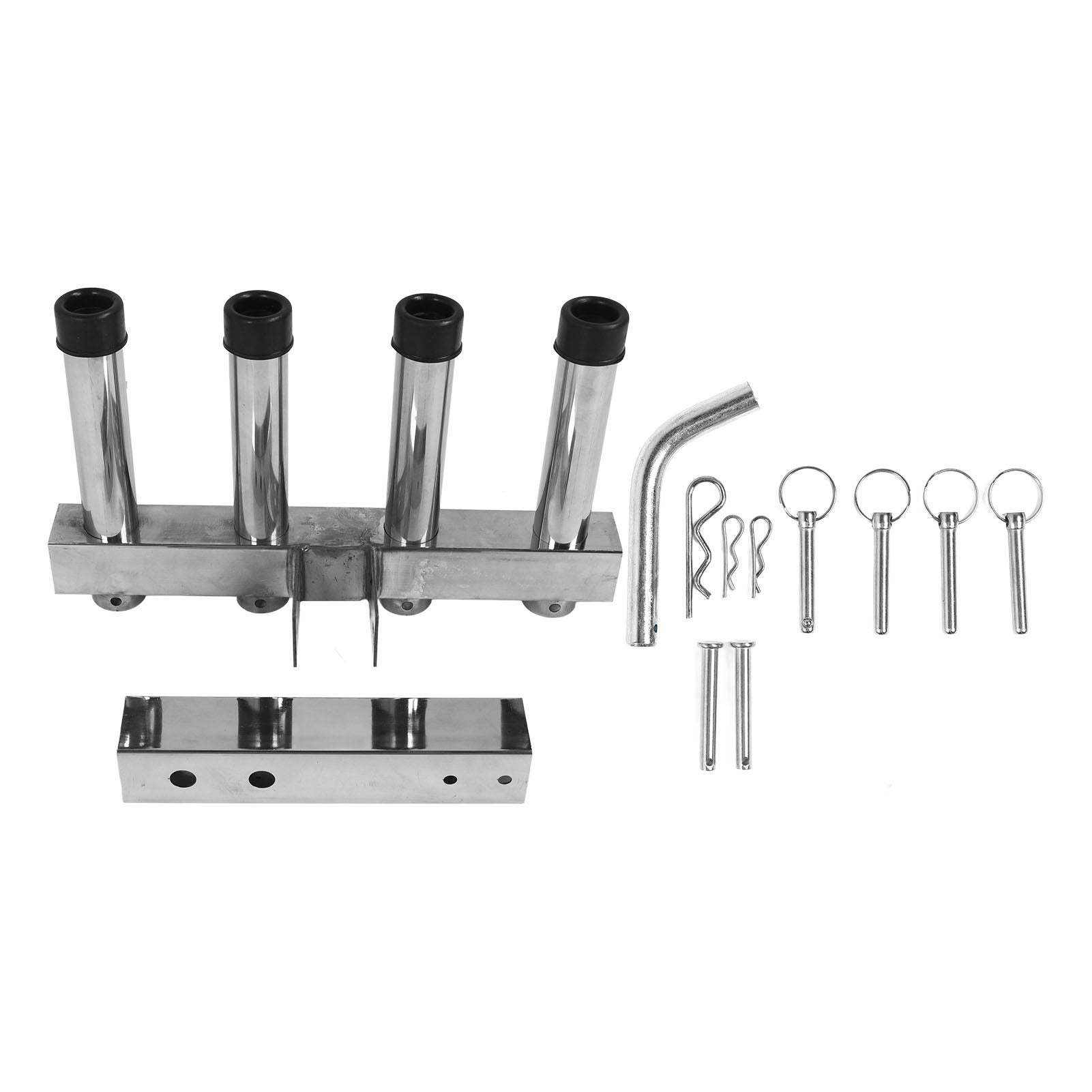 Fishing Pole Rack 4 Link Tubes Adjustment Hitch Mount Fishing Rod Holder For 2 Inch Trailer Connectors with Quick Release Pins