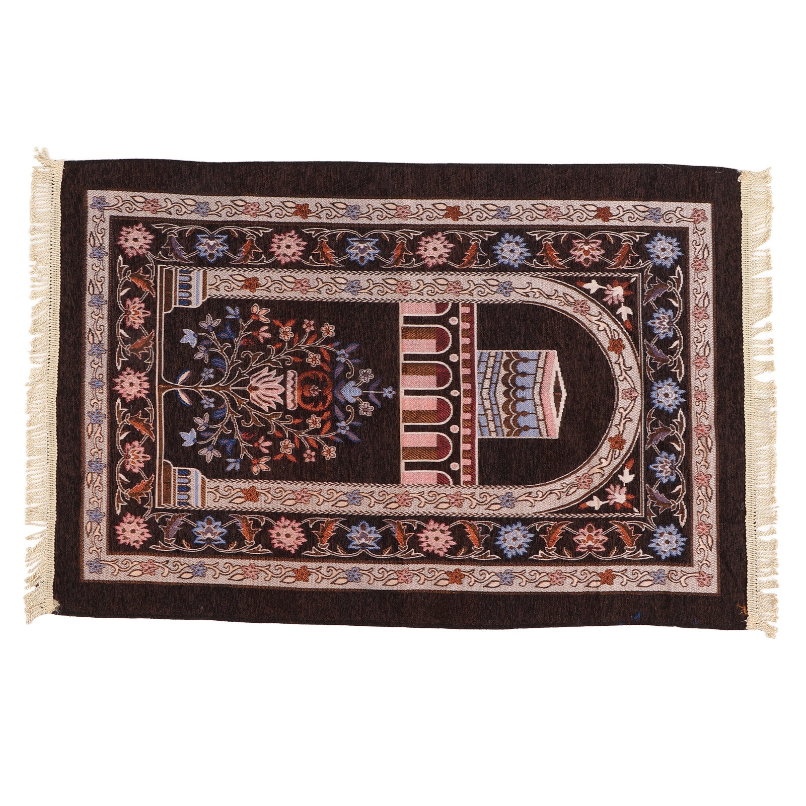 Islamic Muslim Prayer Rug Ethnic Style Fashionable Prayer Mat Ramadan Gift Prayer Carpet for Men Women Dark Brown