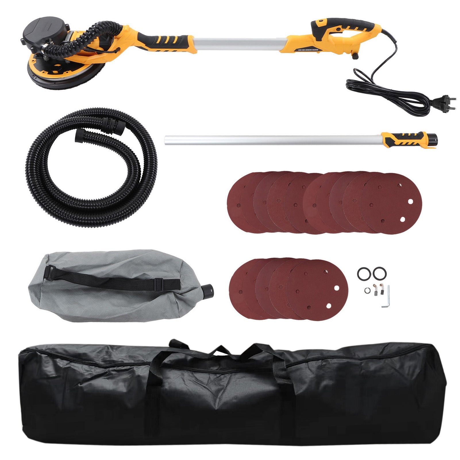 9 Inch Drywall Sander Electric Motor Sander with Automatic Dust Collection 15 Sandpaper and Backpack EU Plug 220V