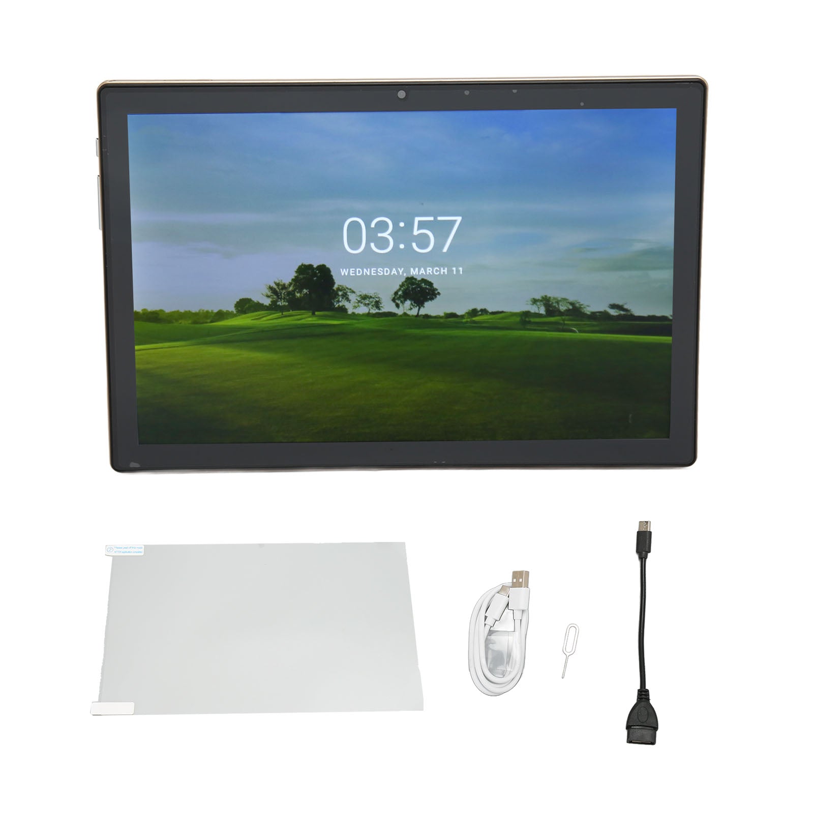 10.1 Inch Tablet 6GB RAM 64GB ROM MTK6735 Quad Core 5G WiFi Dual SIM Dual Standby Tablet PC for Android 10 Gold