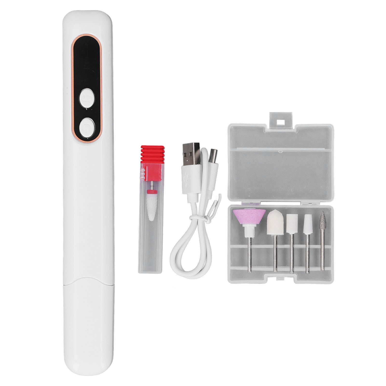 Electric Nail File Remove Dead Skin High Speed Rotating Nail Drill Machine with 6 Heads