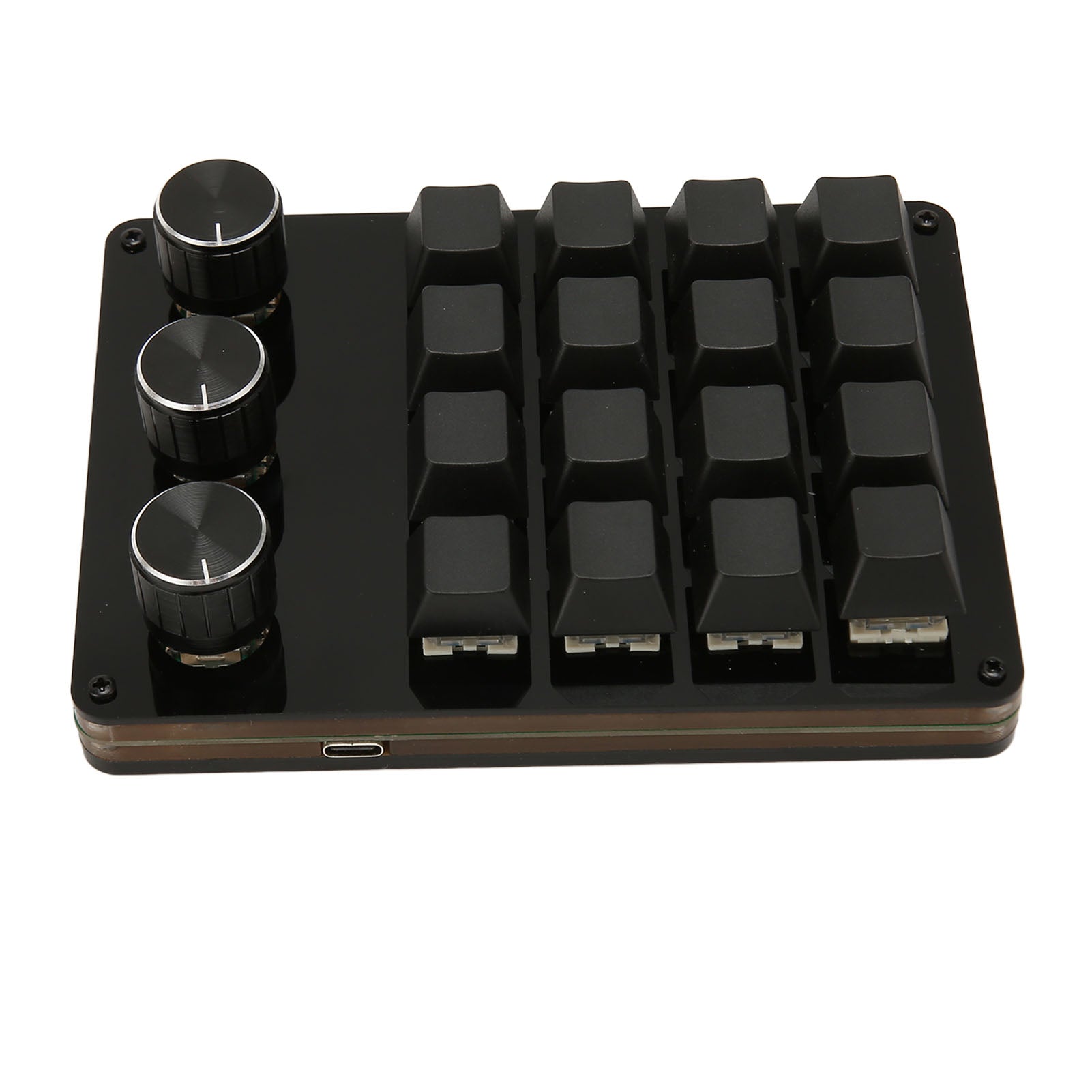 Programmable Keypad 16 Keys 3 Knobs Blue Switch Mechanical Hot Swappable Mini Keypad for Gaming Office Media