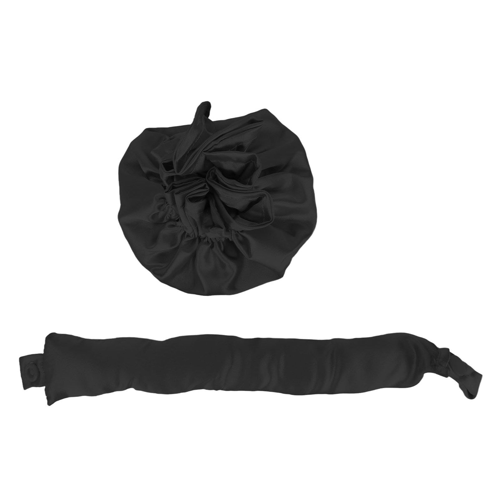 Heatless Bun Hair Styling Kit Cloth Portable Soft Satin Heatless Curler for Sleeping Long Hair Black