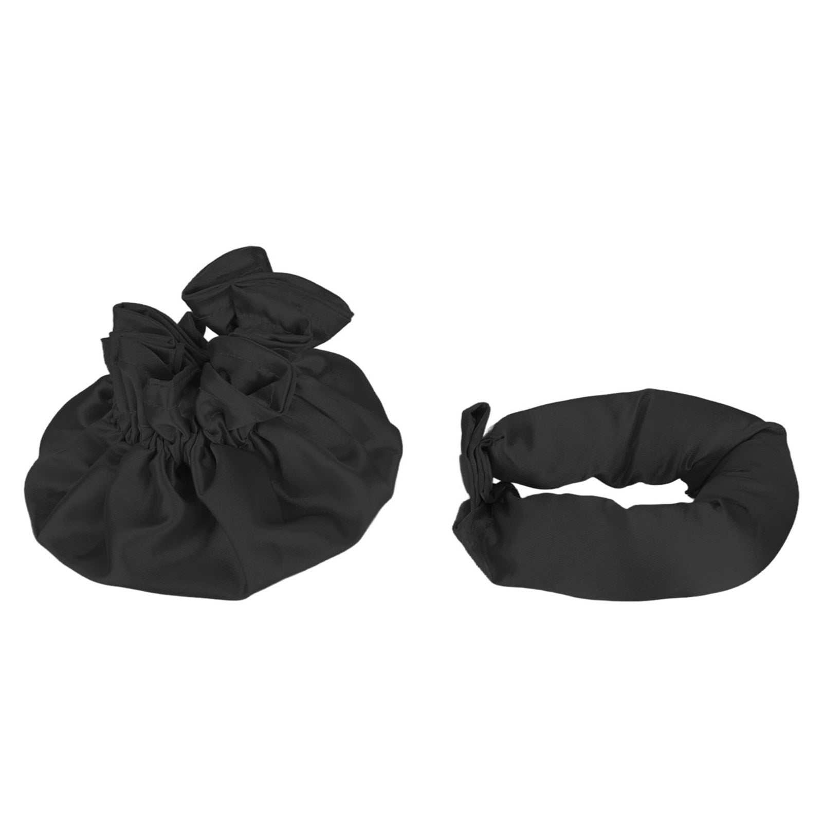 Heatless Bun Hair Styling Kit Cloth Portable Soft Satin Heatless Curler for Sleeping Long Hair Black