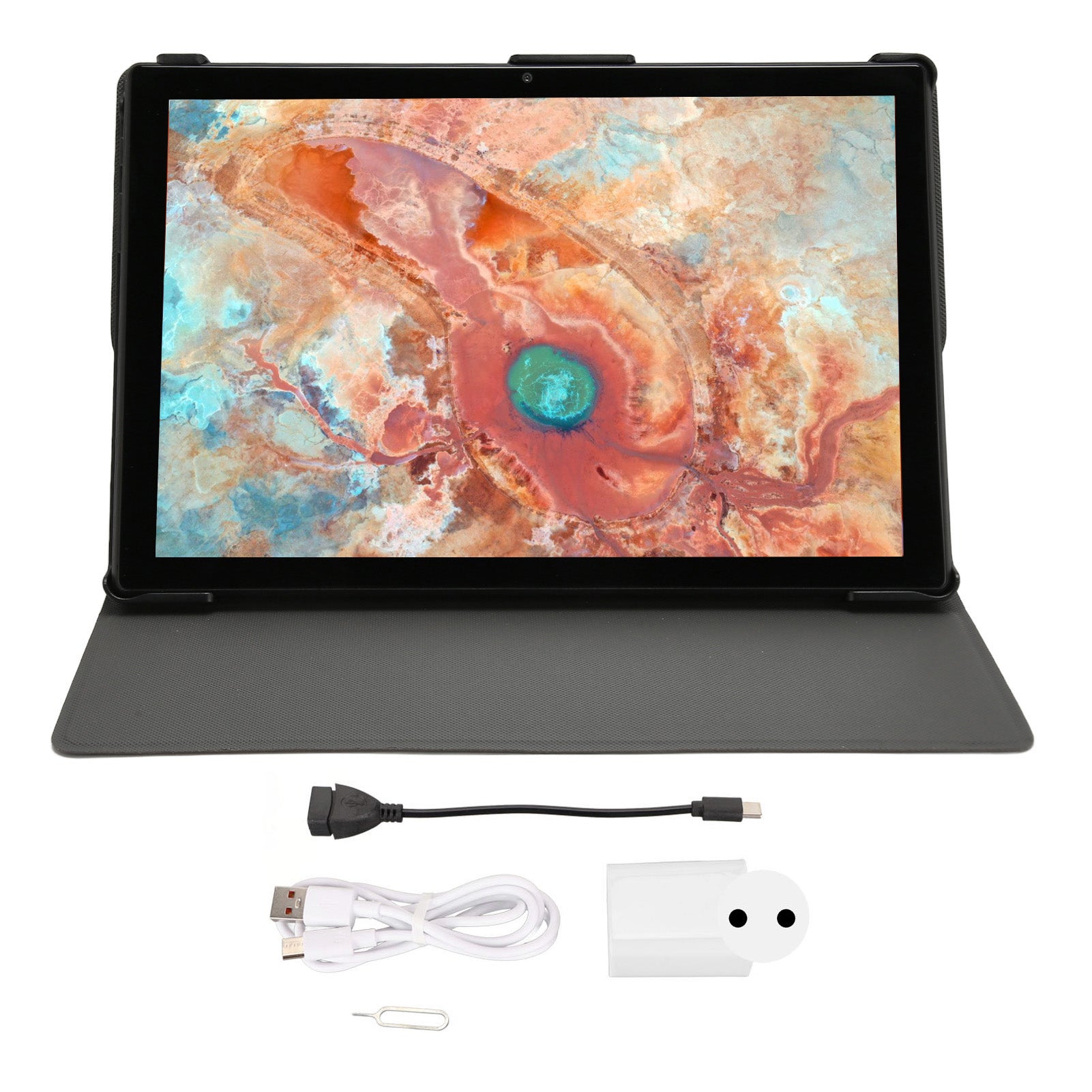 10.1 Inch Tablet 8 Core 8GB RAM 256GB ROM Tablet 1960x1080 Resolution Dual Speakers Tablet With Protective Case 100‑240V EU Plug