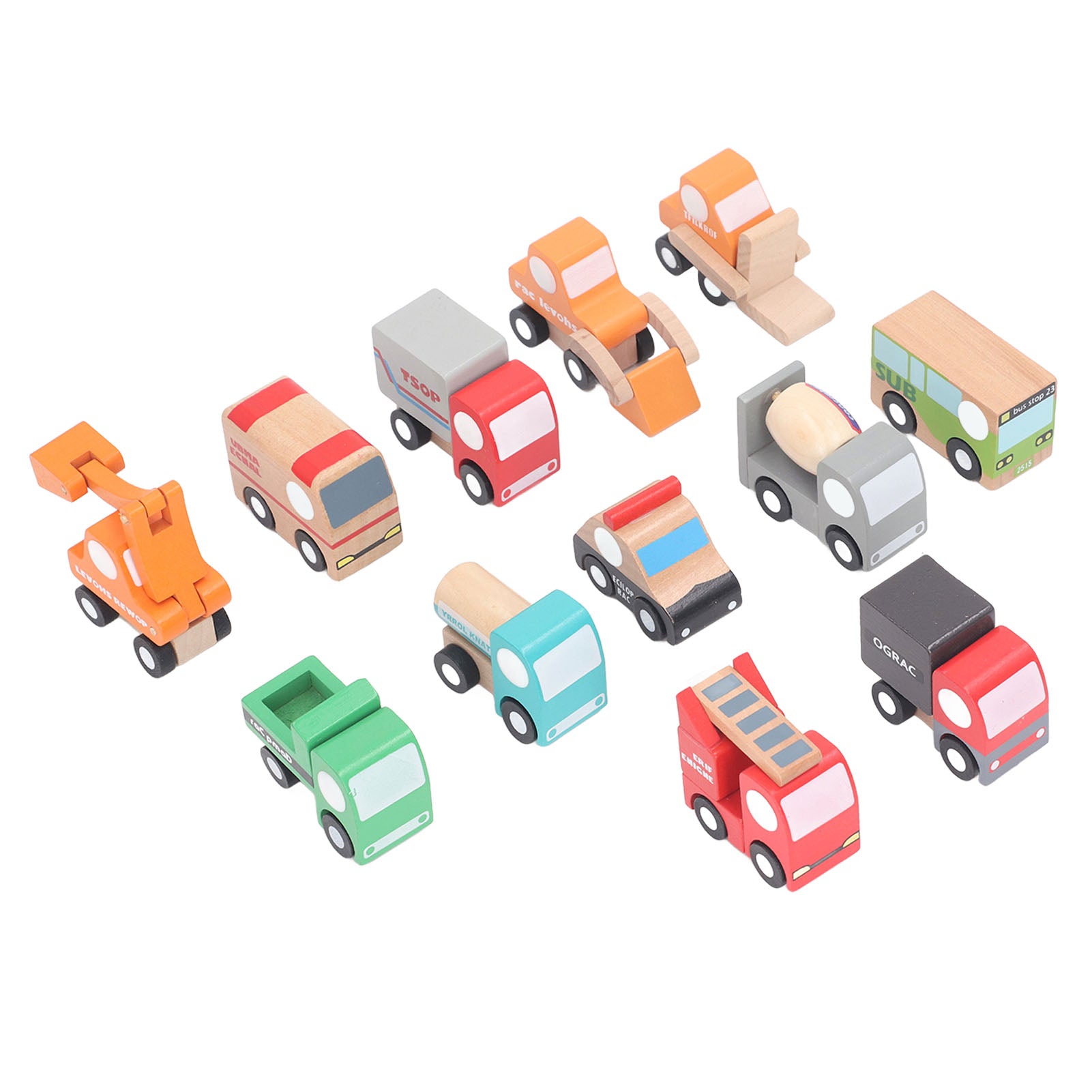 Wooden Vehicles Set Cute Fun Puzzle Development Safe Wood Car Toys Miniature Toy Cars Ornament for Kids Children