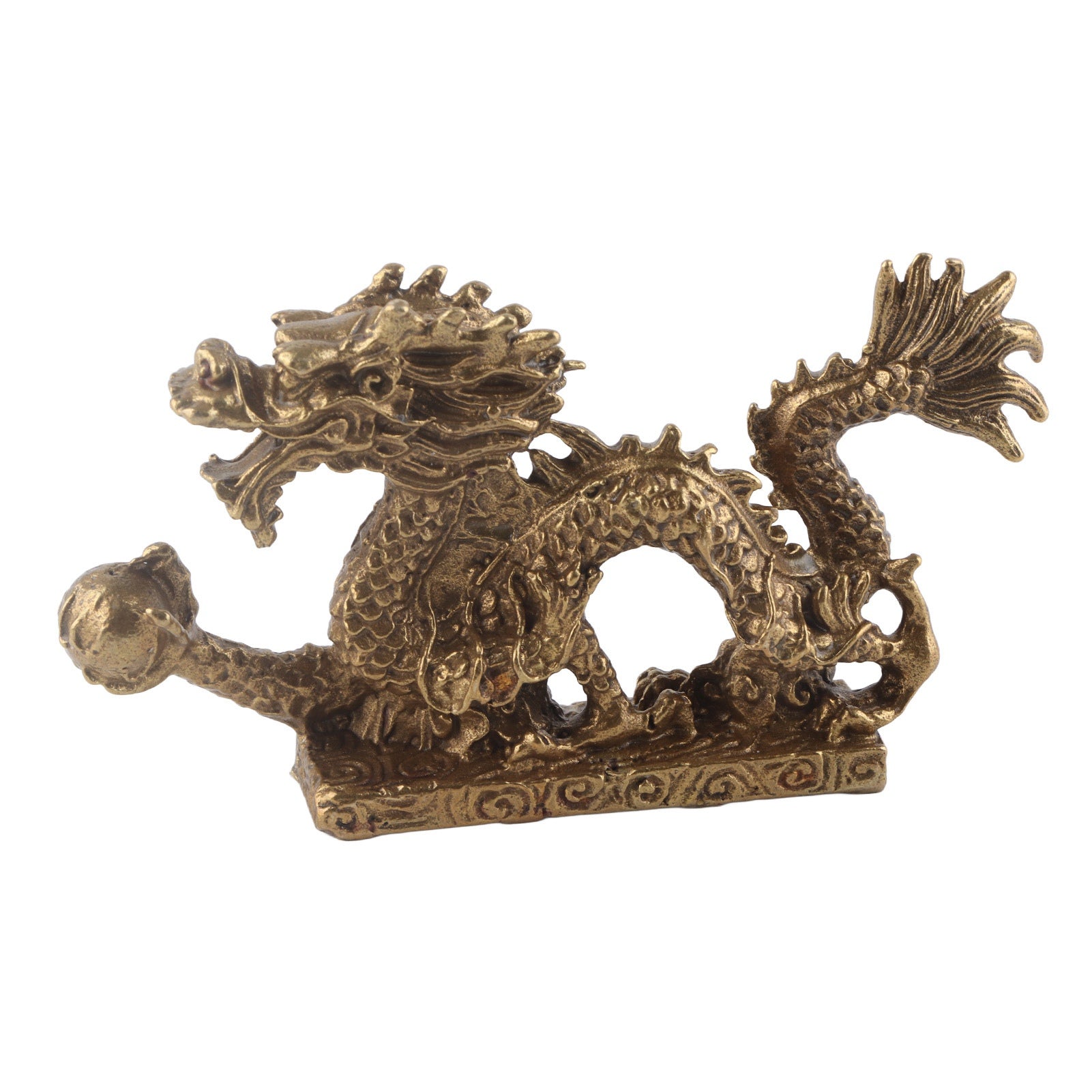 Brass Good Luck Dragon Ornaments Craft Home Office Desktop Decorations Collection Gift