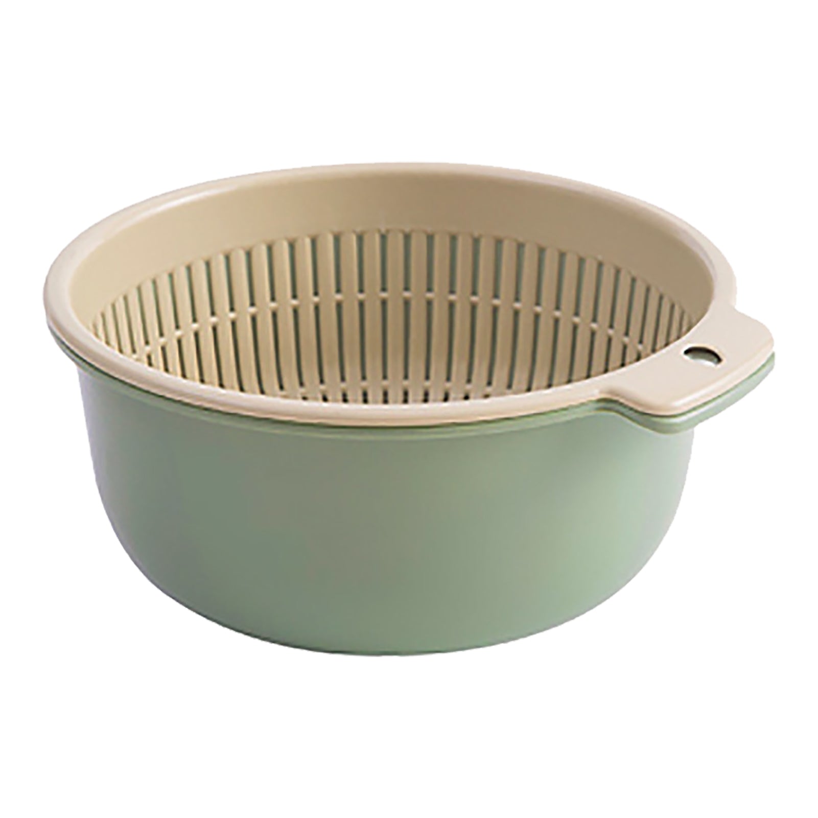 Fruits Vegetables Washing Basket Round Double Layer Kitchen Strainer Colander Bowl Set for Fruit Vegetable Wash Green