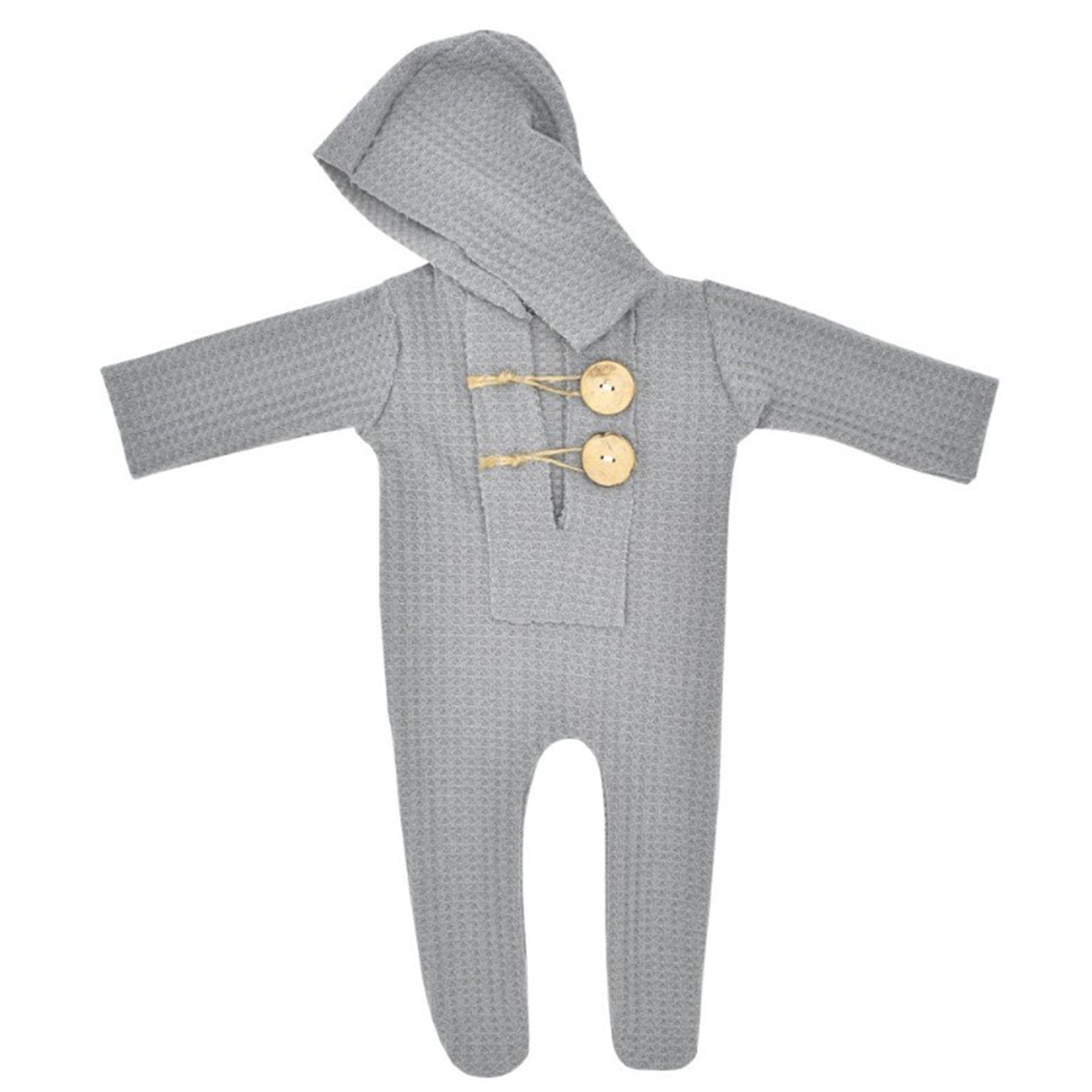 Infant Hooded Jumpsuit Comfortable Light Gray Skin Friendly Breathable Stylish Newborn Jumpsuit for Boy Girl