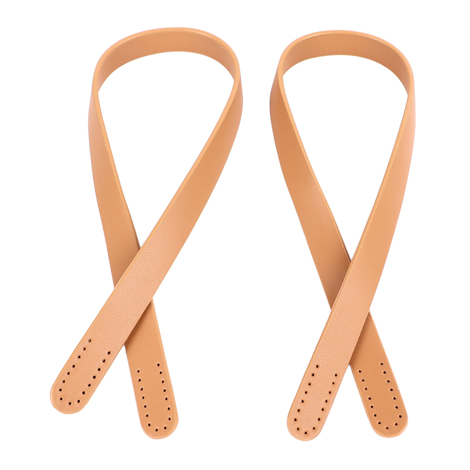 Leather Bag Handles Replacement 21.7 Inch Short Handbag Straps with Holes End for DIY Crocheted Bag Purse Pale Brown