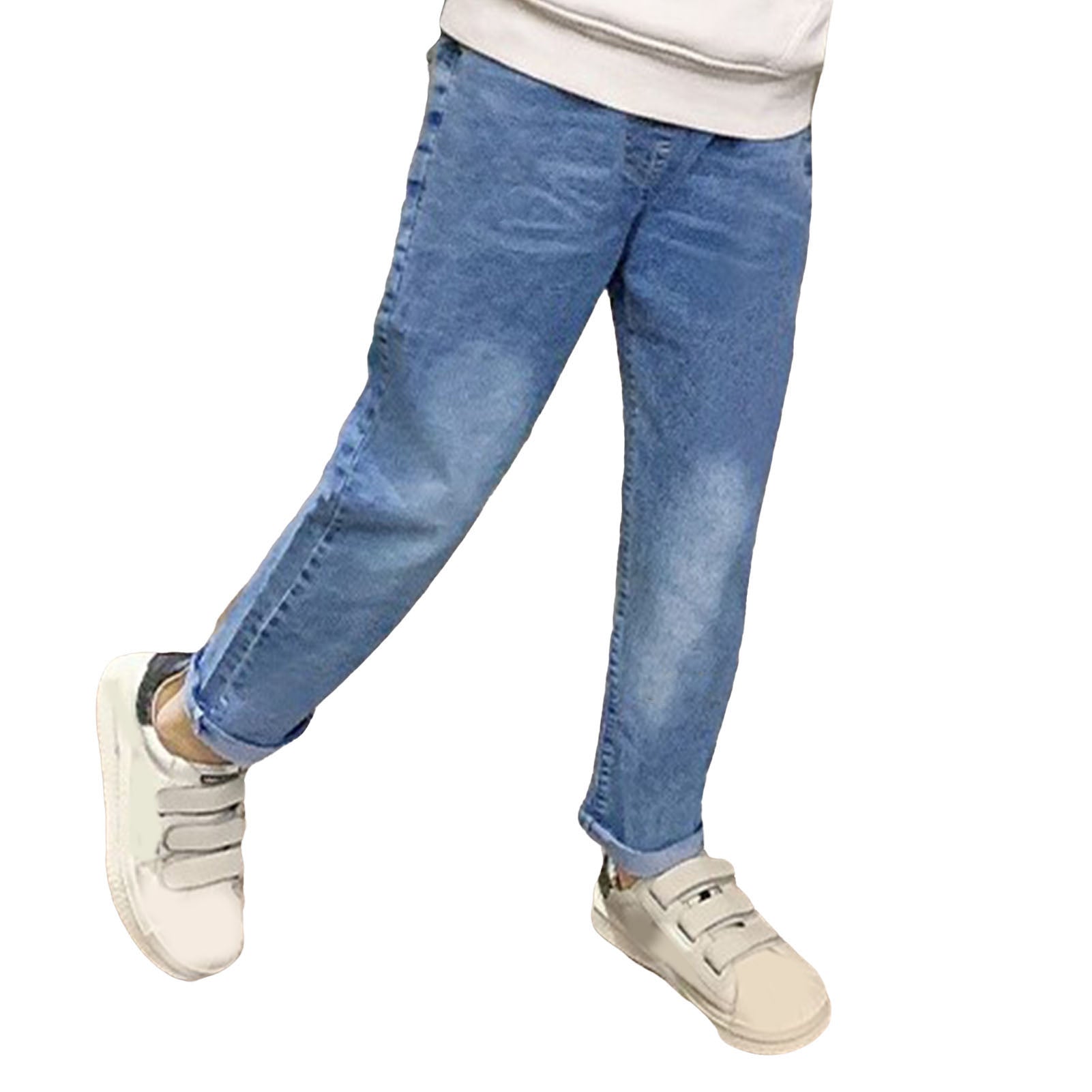 Girl Fall Pants Fashion Chrysanthemum Decor Stretchy Blue Kids Girl Casual Loose Fit for Daily Life 140cm / 55.1in