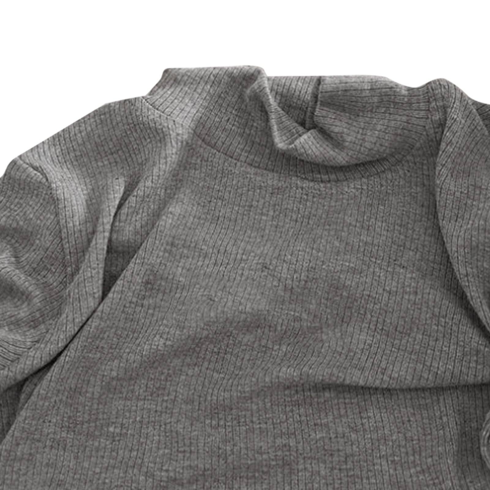 Kids Basic Long Sleeve Top Half High Neck Letter Printed Stretchy Breathable Soft Warm Basic T Shirt for Boys Girls Toddlers Gray 110