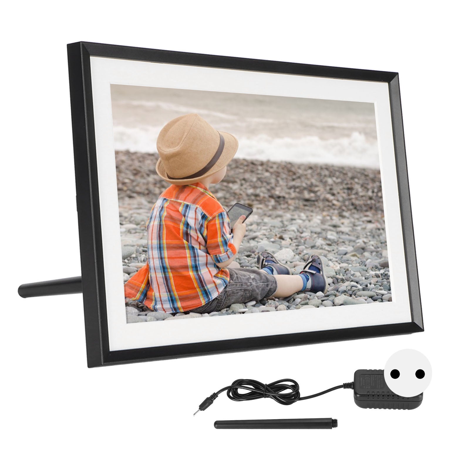10 Inch WiFi Digital Picture Frame IPS Touch Screen App Remote Control Digital Photo Frame with 16GB Storage 100‑240V EU Plug