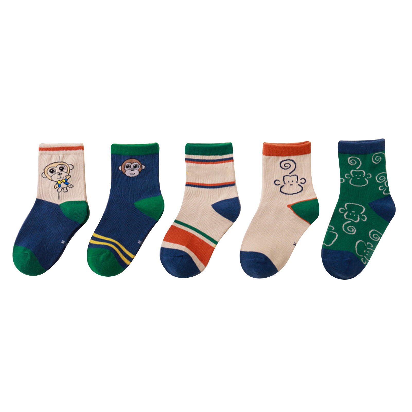 5 Pairs Cute Cartoon Socks Skin Friendly Cotton Kids Socks Mid Calf Warm Socks for Boys Girls L