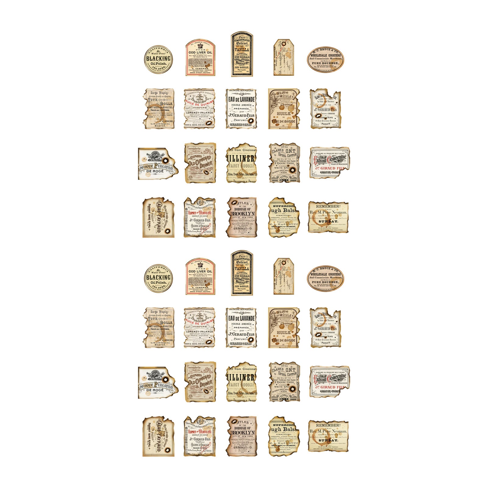 40 Sheets Vintage Stickers Clear Pattern Versatile Portable Deco Stickers for Handbook Notebook Photo Album DIY Type 3