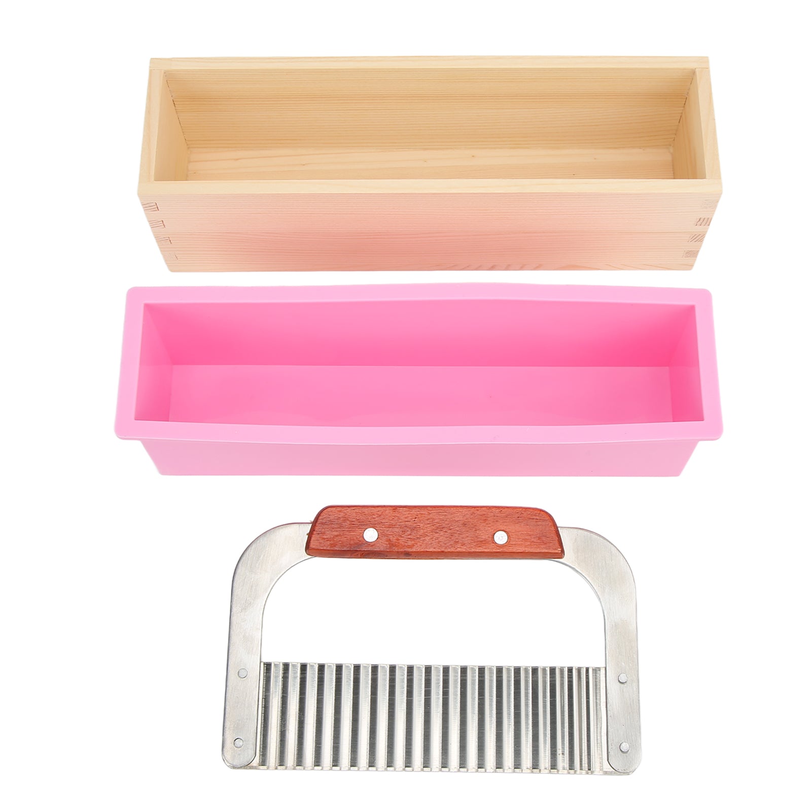 Wooden Loaf Soap Cutter Mold with 1 Pc Silicone Mold 1 Pc Wave Soap Cutter Soap Cutter for Beginners for DIY Soap