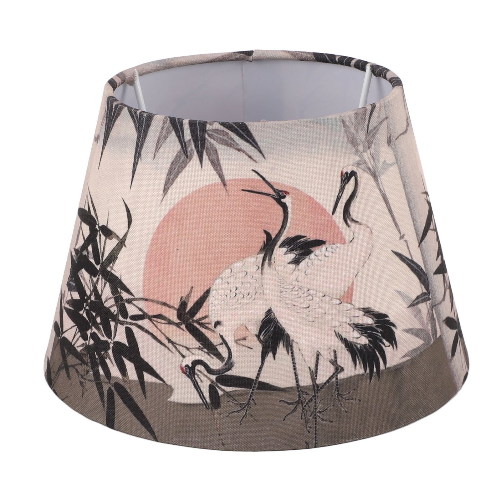 Chinese Style Lamp Shade Cloth E27 E14 Red Crowned Crane Decorative Drum Lamp Shade for Table Floor Lamp Hanging Light