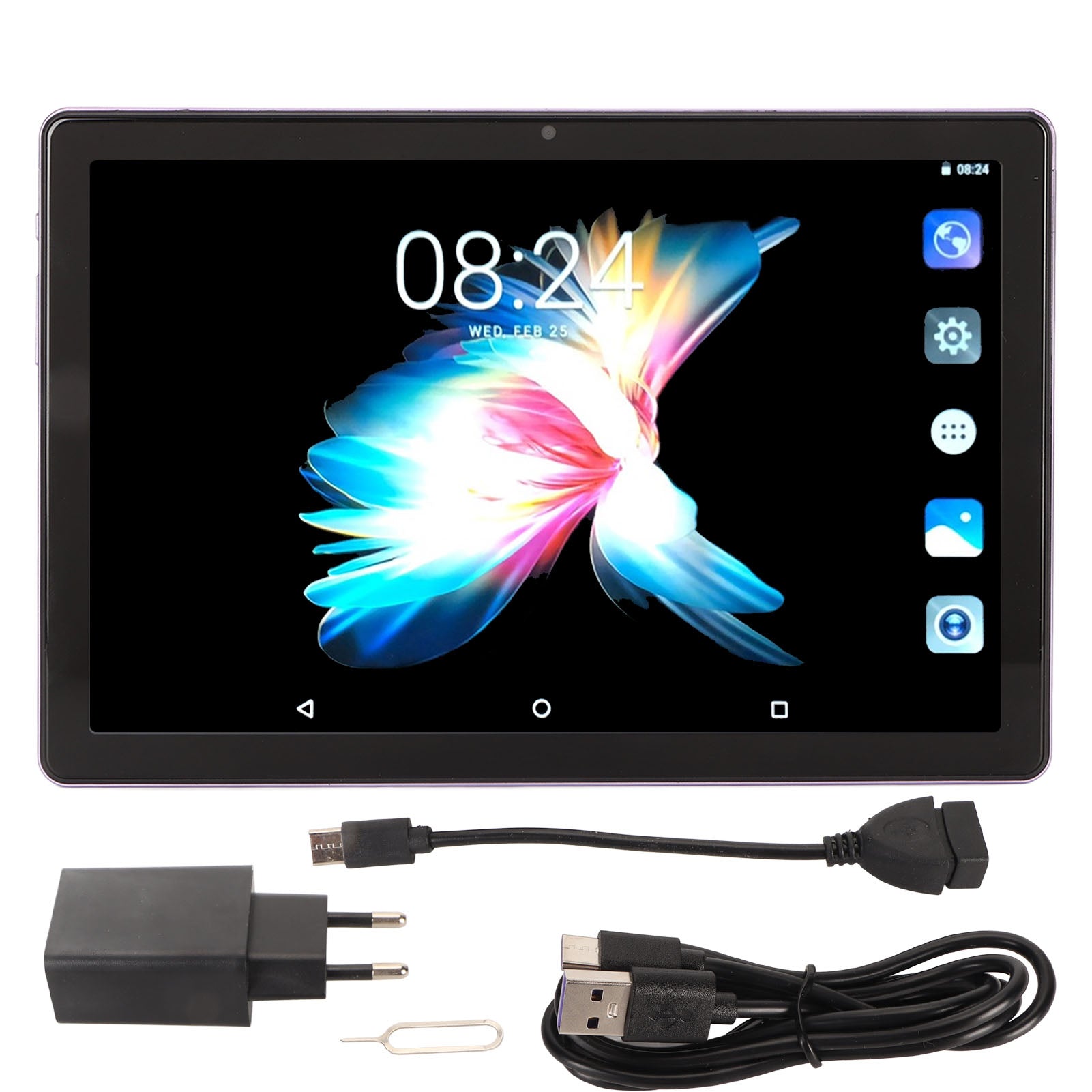 10.1 Inch Tablet for Android 13.0 2560X1600 Resolution RAM 8GB ROM 128GB Front 8MP Rear 16MP 8 Core Tablet for Work Game Video 100‑240V Purple EU Plug