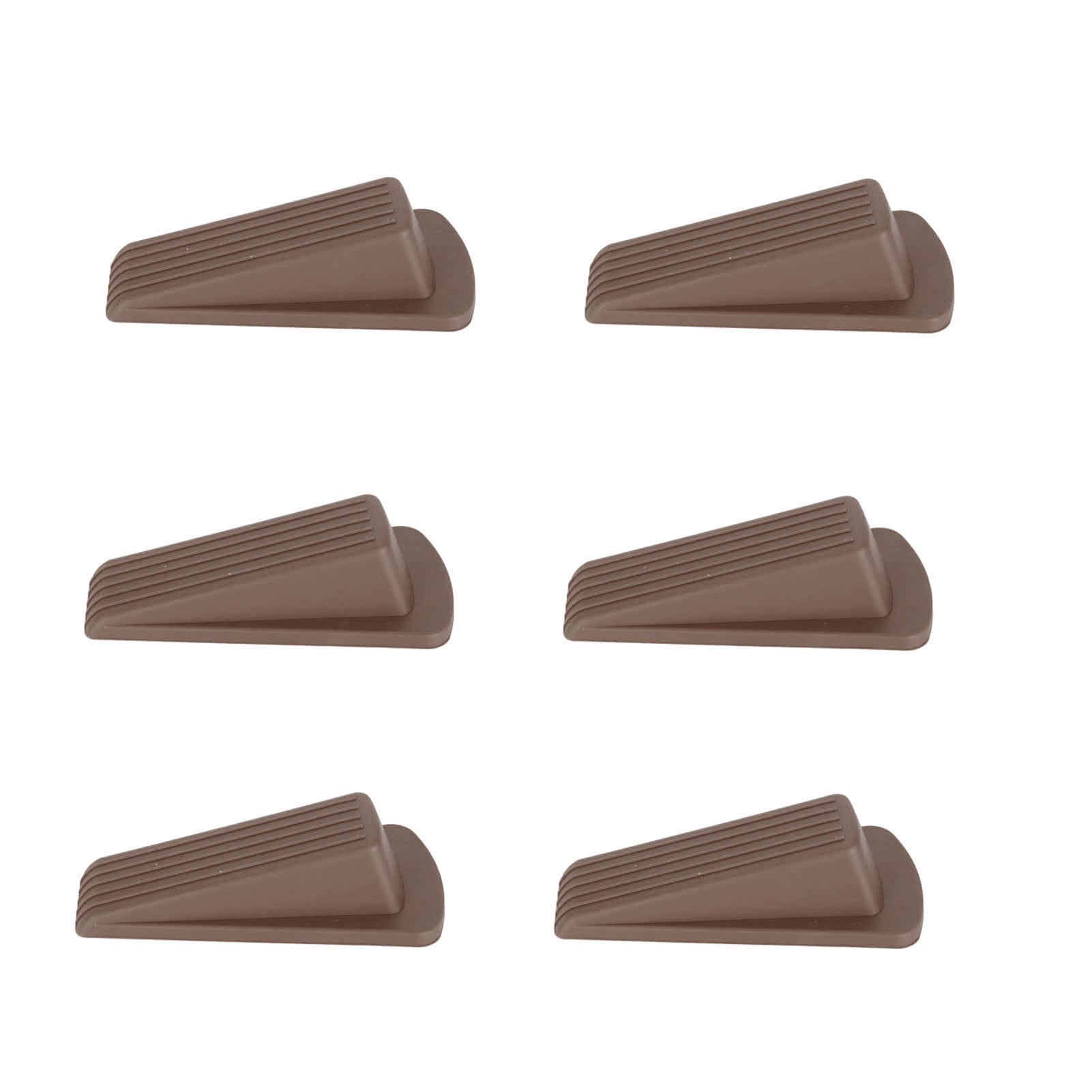 6Pcs Door Stoppers Thick Flexible Stackable Durable TPR Anti Deformation Door Wedge for 1.2in Spacing Family Office Brown