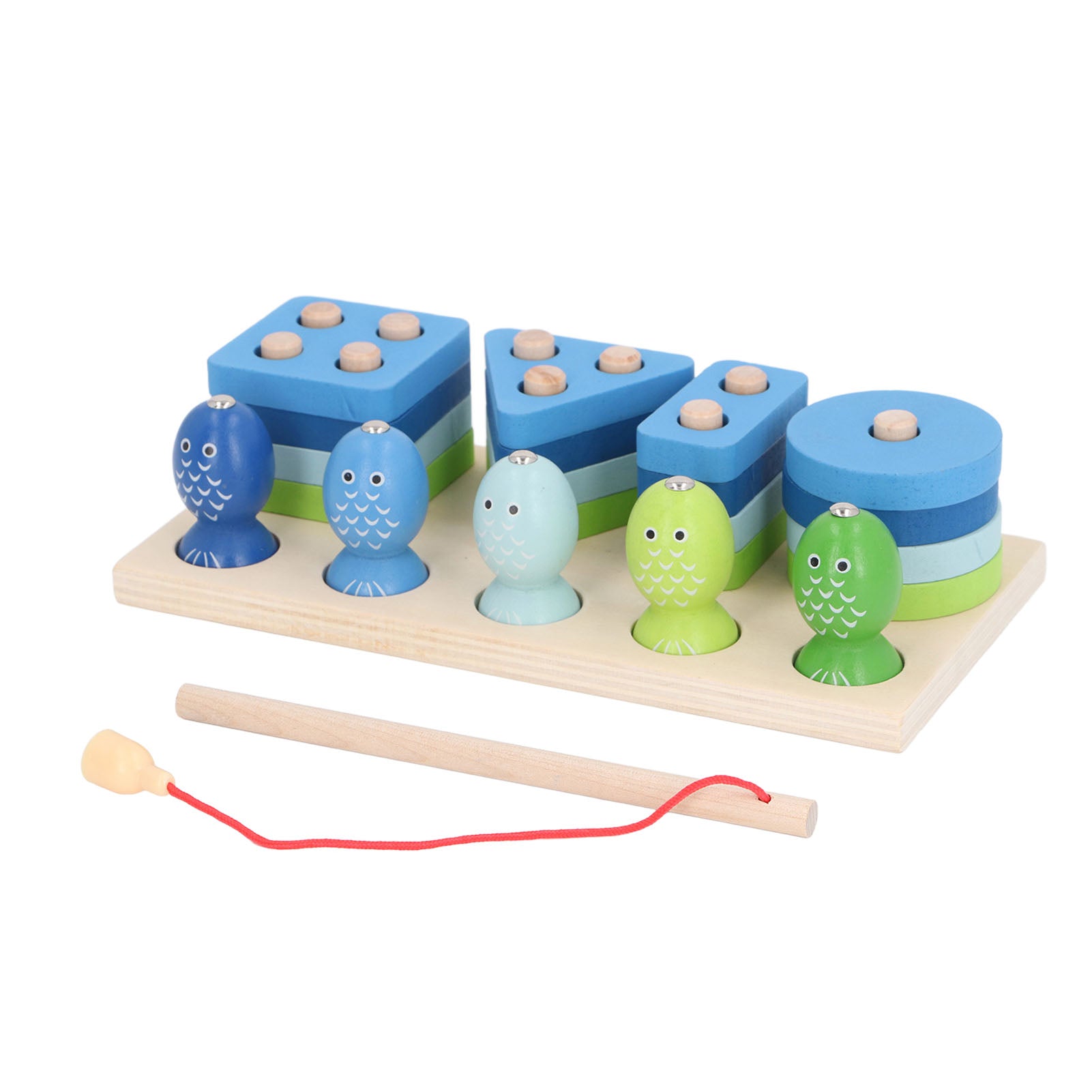 Wooden Geometry Shape Fishing Toy Puzzle Early Educational Shape Sorting Fishing Toy for Children