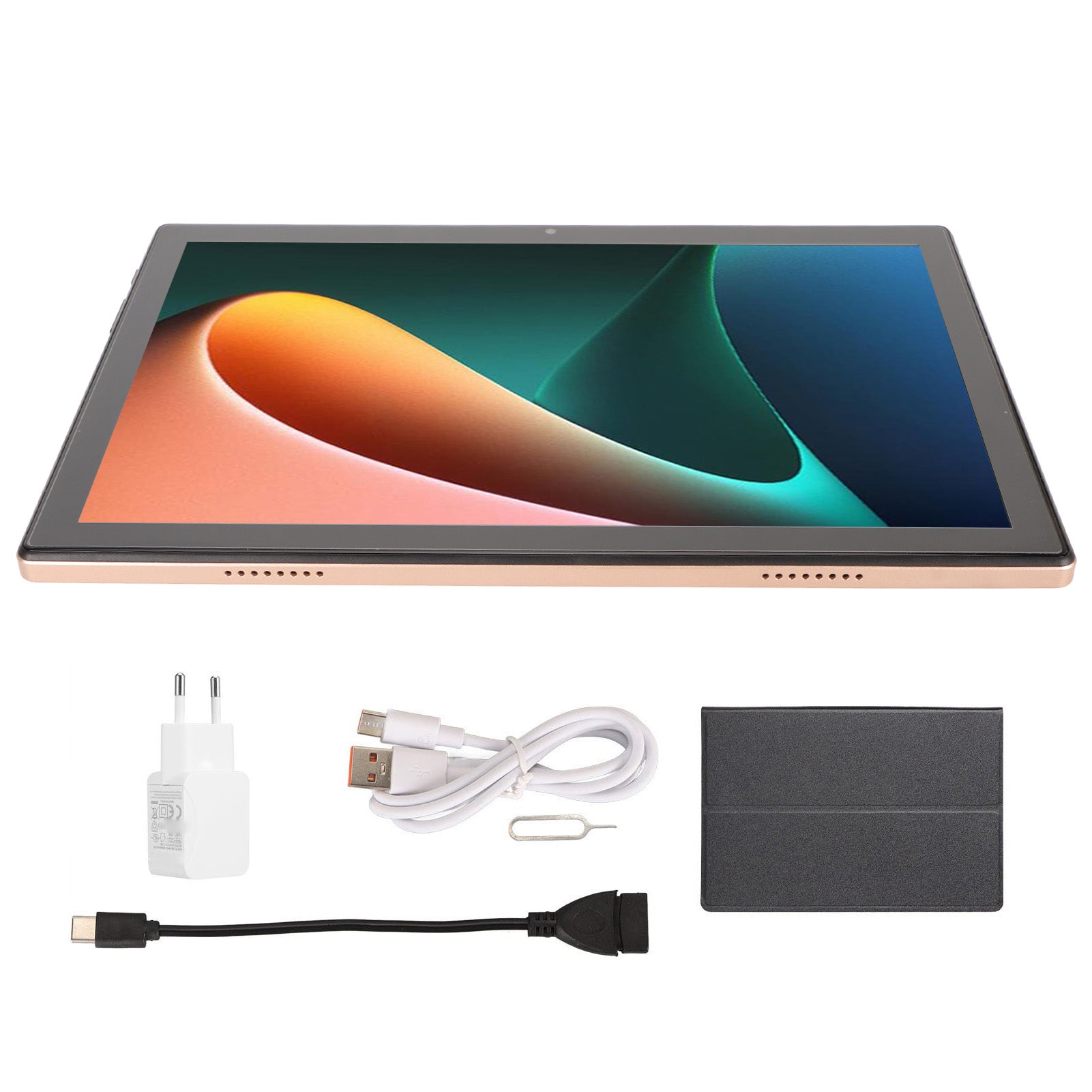 10.1 Inch Tablet 8 Core 8GB RAM 256GB ROM 2.4G 5G WiFi Tablet 1960x1080 Resolution Front 8MP Rear 16MP Tablet with Protective Case for Video Game EU Plug