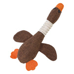 Dog Stuffed Toys Wild Geese Shape Soft Linen Squeaky Pet Chew Toys for Dog Cat Chewing and Teeth Cleaning Coffee
