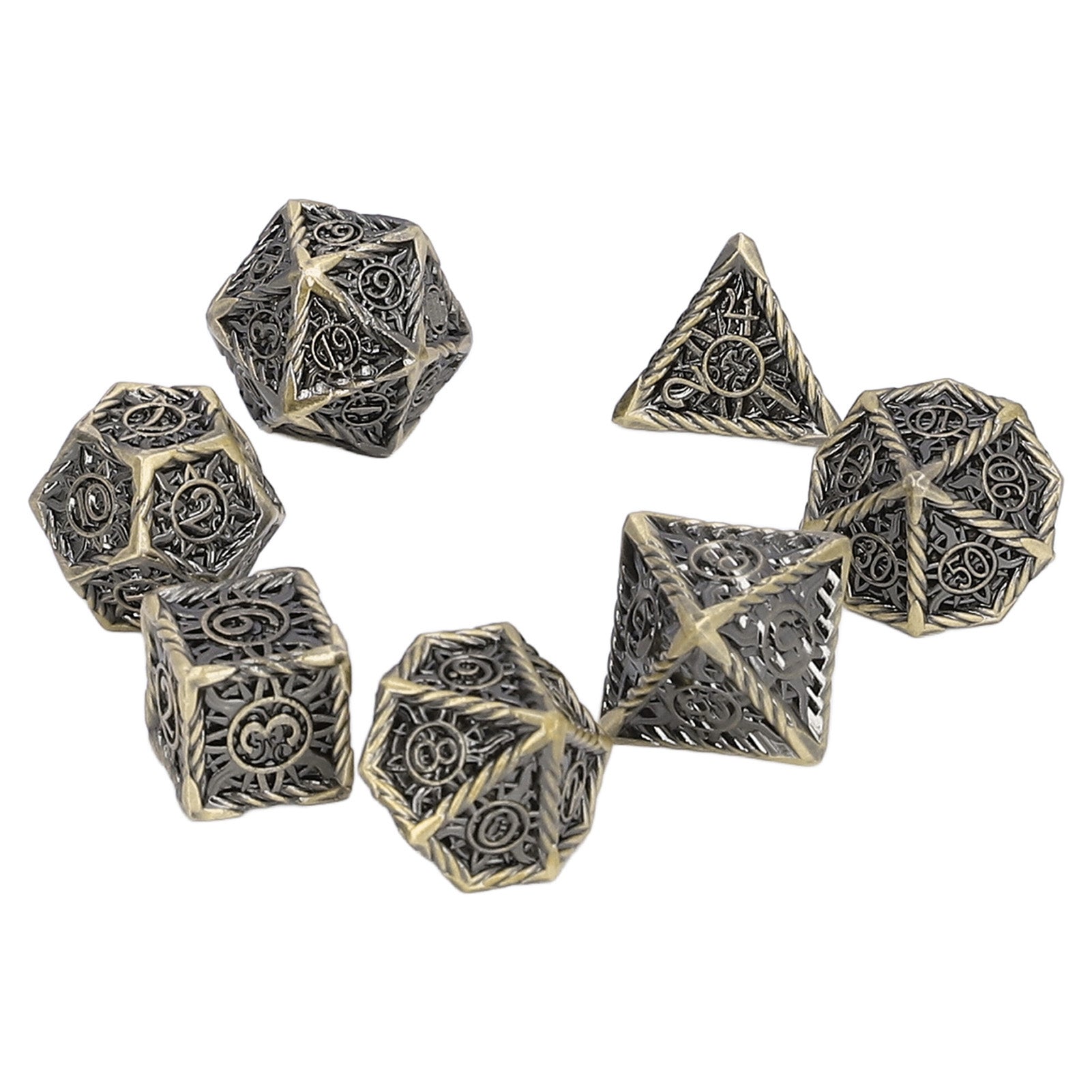 Polyhedral Dice 7pcs Game Polyhedral Dice Metal Engraving Table Game Role Playing Reduce Stress Toy Type B