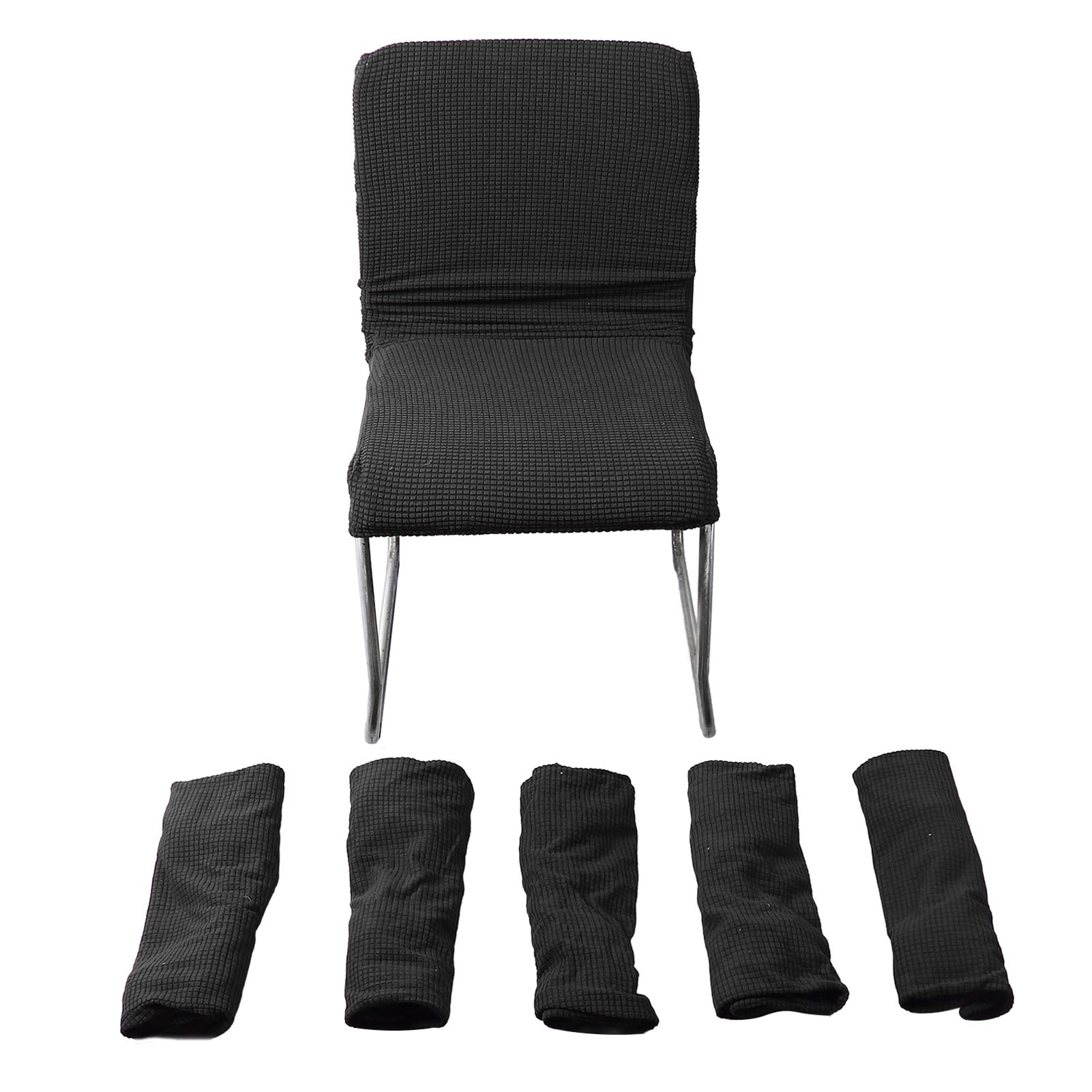 Dining Chair Covers Thickened Stretchy Polyester Fiber Waterproof Dust Proof Dining Chair Slipcover for Home Office Restaurant Black