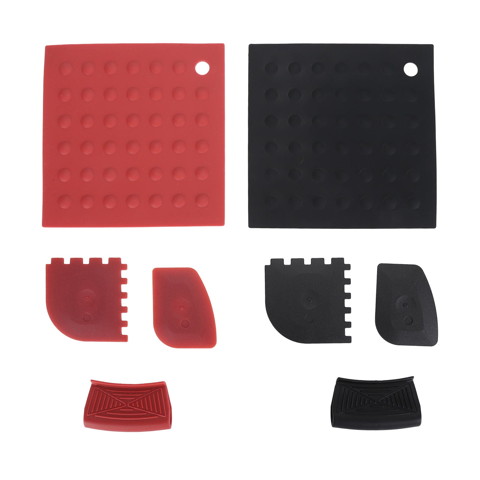 8pcs Silicone Hot Handle Holders Insulation Pad Set with Silicone Pan Scrapers Heat Resistant for Skillets Cast Iron Pans