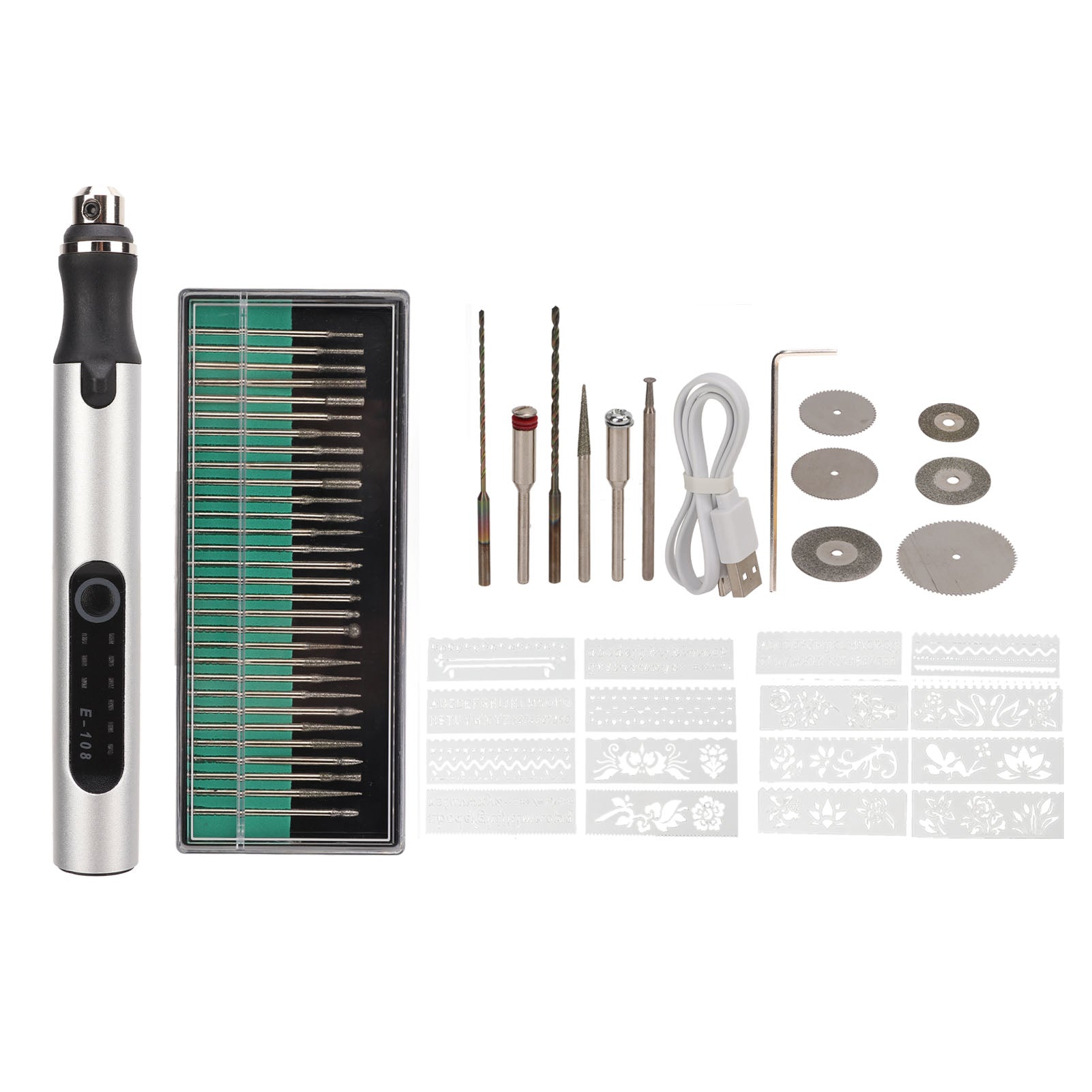 Electric Engraving Pen USB Charging Wireless DIY Indicator Lights Automatic Power Failure Protection Mini Grinding Pen Silver