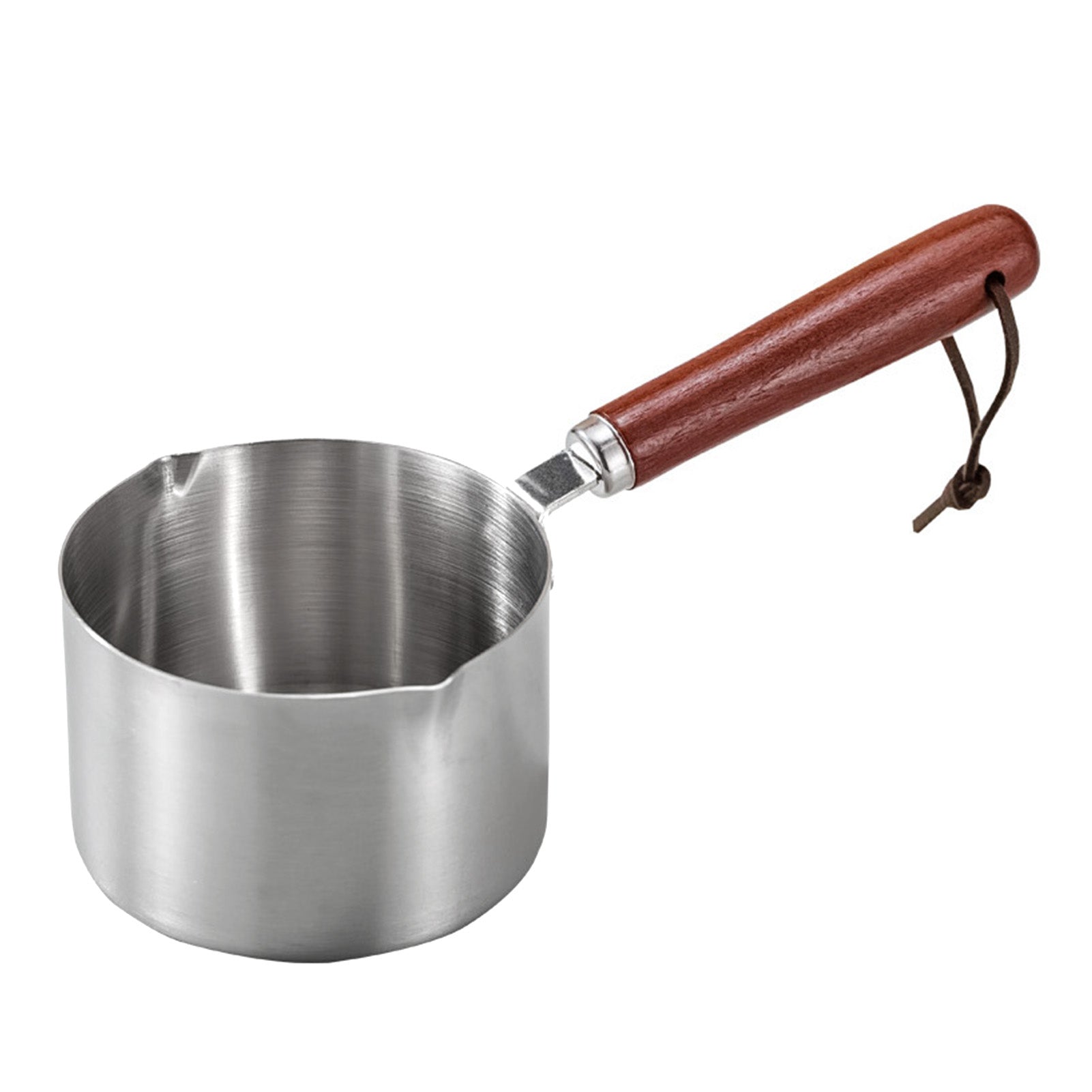 304 Stainless Steel Butter Warmer Pot 125ML Capacity Wooden Handle Accurate Scale Milk Warmer Melter Pan