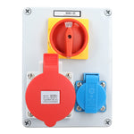 250V 16A EU Socket 32A 5 Pin Industrial Socket with 2 Gear Knob Switch IP44 Outdoor Waterproof Power Outlet Box