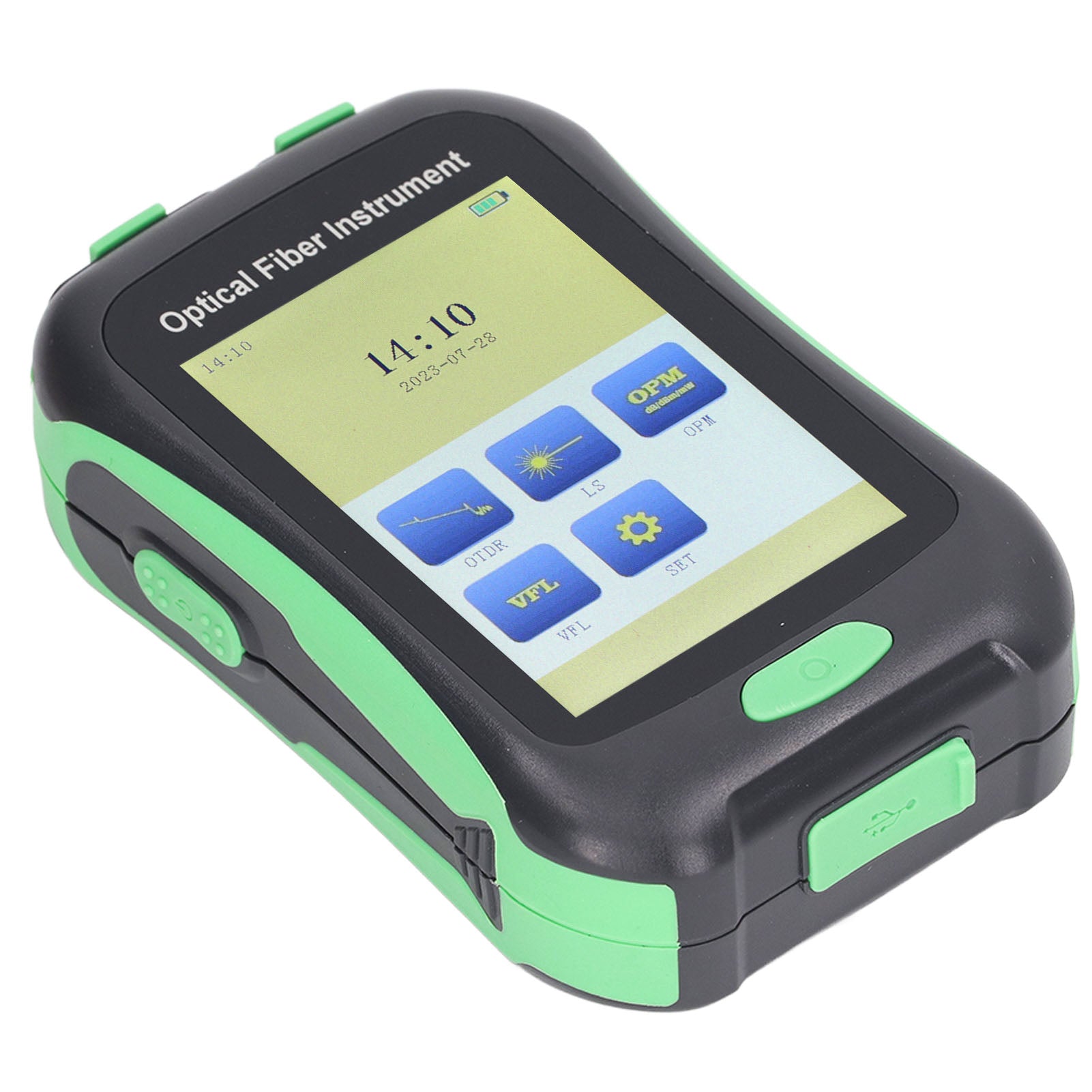 OTDR Fiber Optic Tester AUA 18A FC LC Adapter 3.5in Touchscreen Optical Time Domain Reflectometer 100‑240V EU Plug