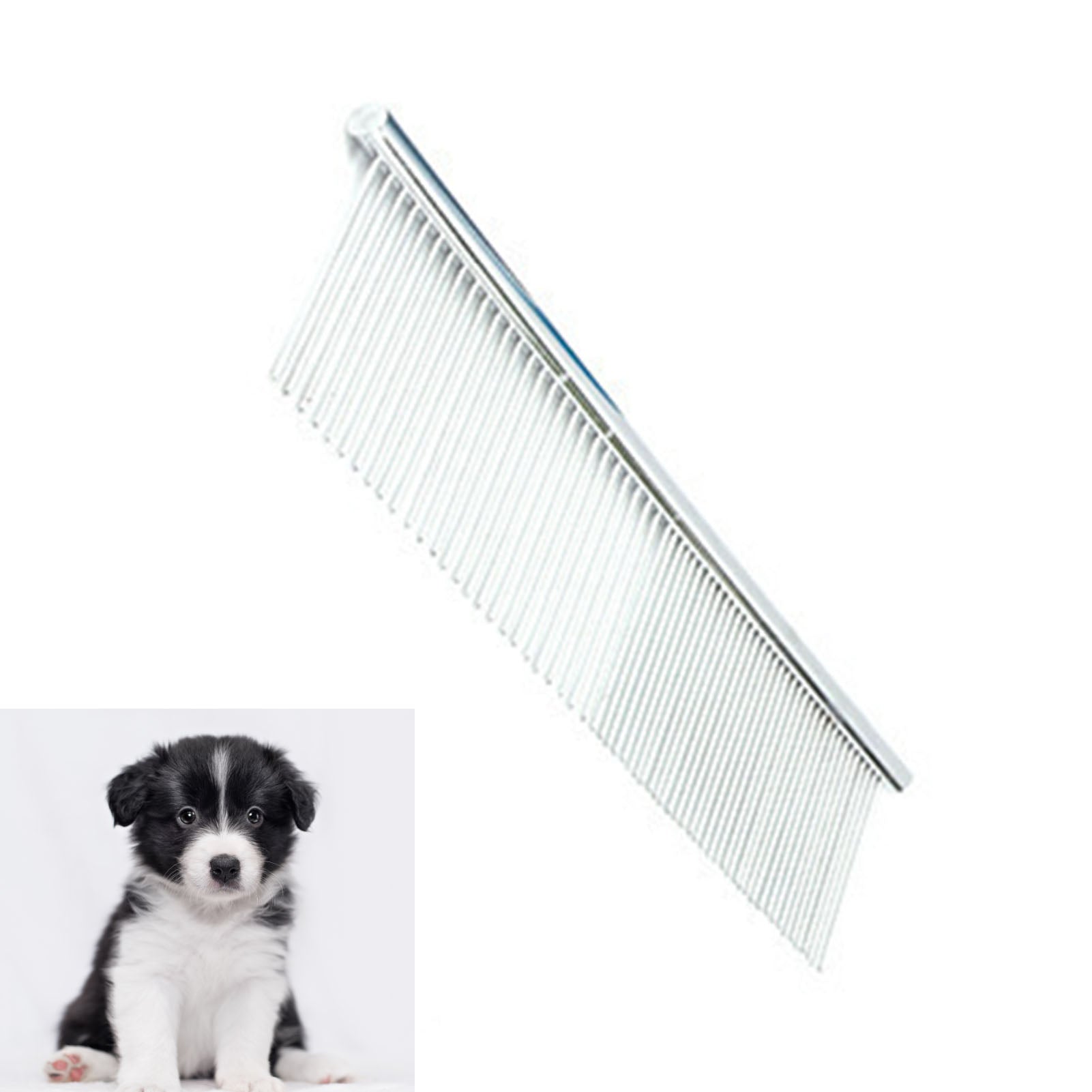 Pet Hair Comb Stainless Steel Dense and Sparse Teeth Knots Removing Rounded Needles Dog Grooming Comb for Cats Dogs