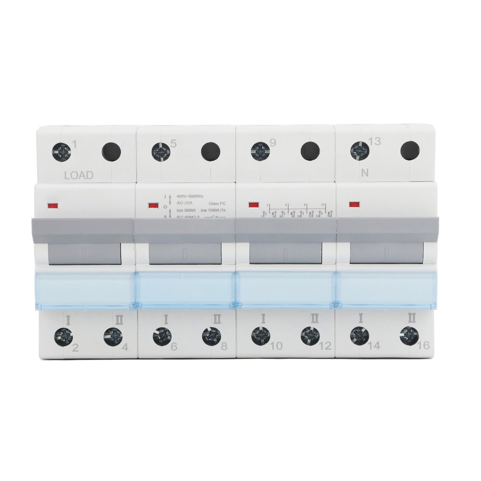 400VAC Dual Power Manual Transfer Switch DIN Rail Mount Single Side Interlock Circuit Breaker 4P MTS 100A