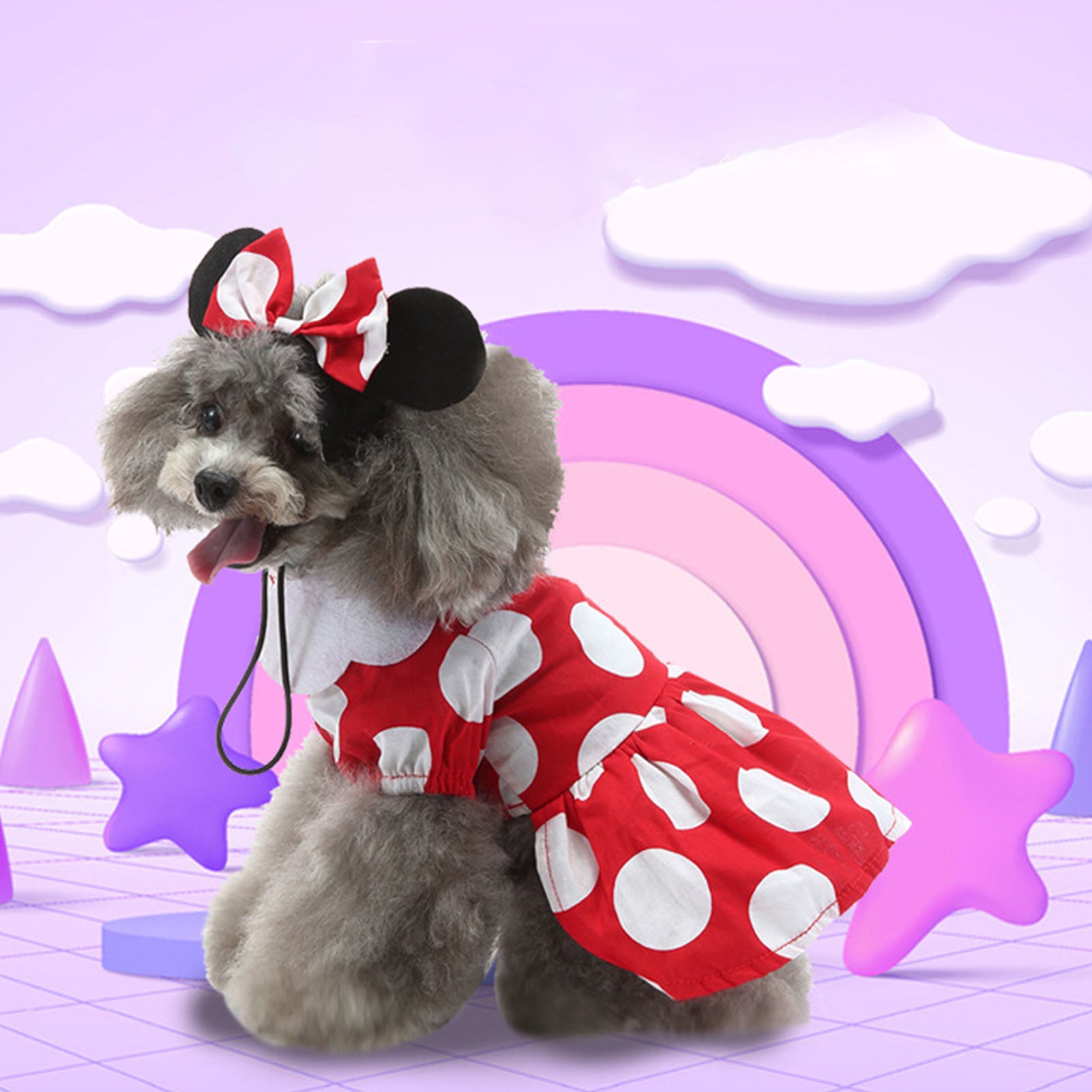 Dog Dress Cute Comfortable Stylish Puppy Skirt Pet Clothing for 4 Seasons Christmas Festival Red and White Dot S