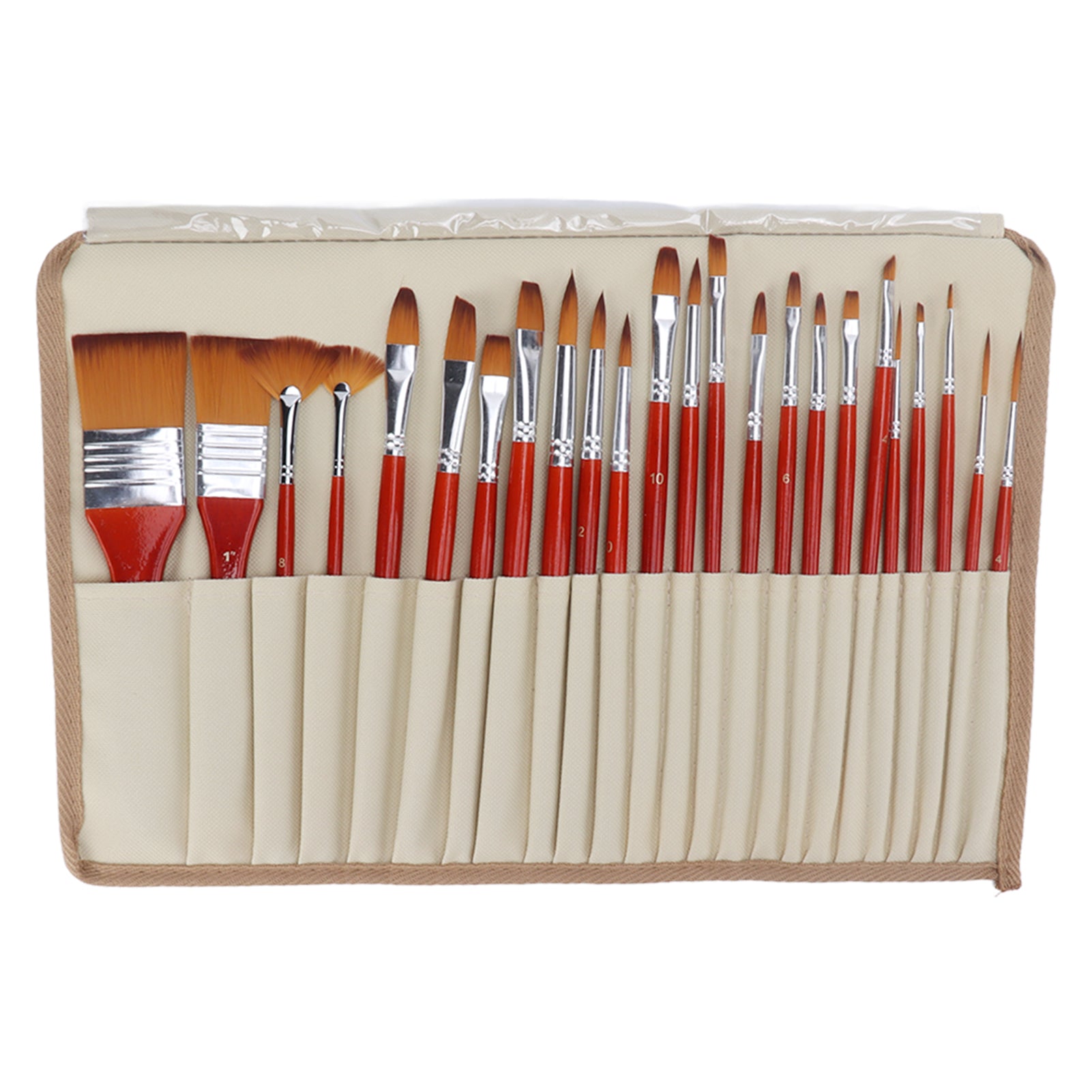 24Pcs Painting Brushes Artist Set Nylon Hair Wood Handle Watercolor Acrylic Oil Art Supplies