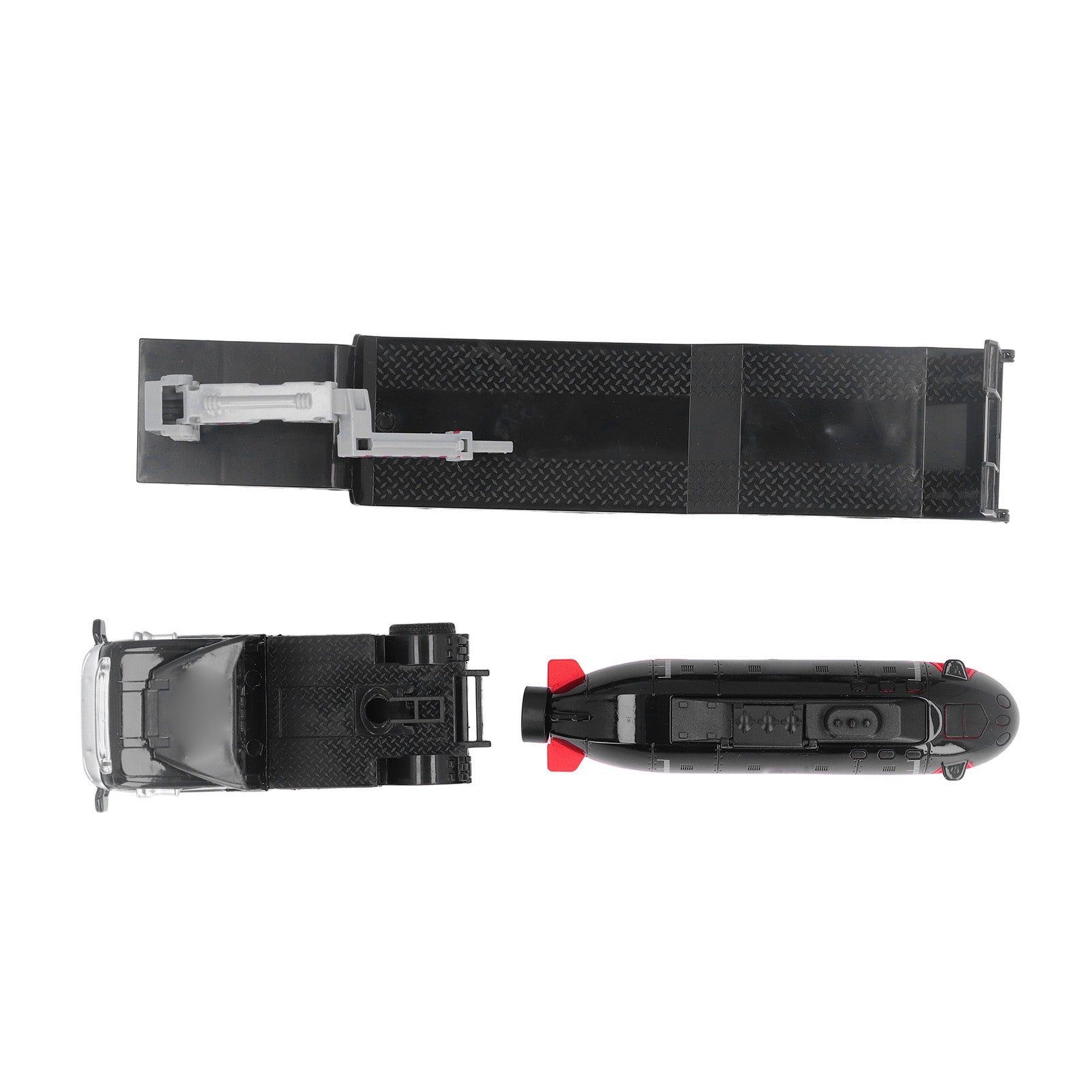 Alloy Semi Flatbed Trailer Truck Toy with Submarine Educational Realistic Construction Vehicle Flatbed Truck Toy for Kids Adults Black