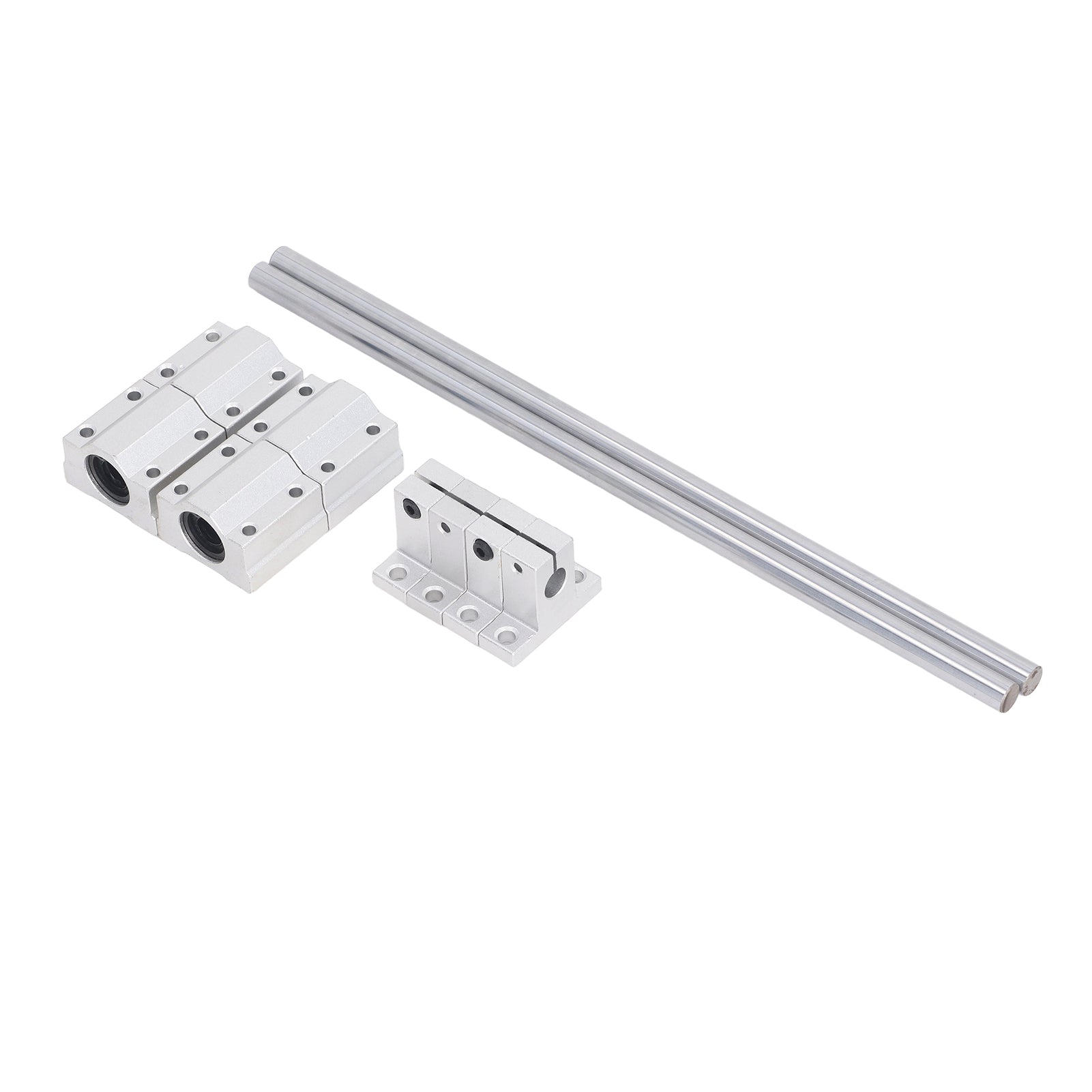4Pcs Linear Motion Ball Bearings with 2Pcs Metal Shaft Rods Slide Block Support Mount Kit for CNC Machine Tool Shaft 10‑250 Set