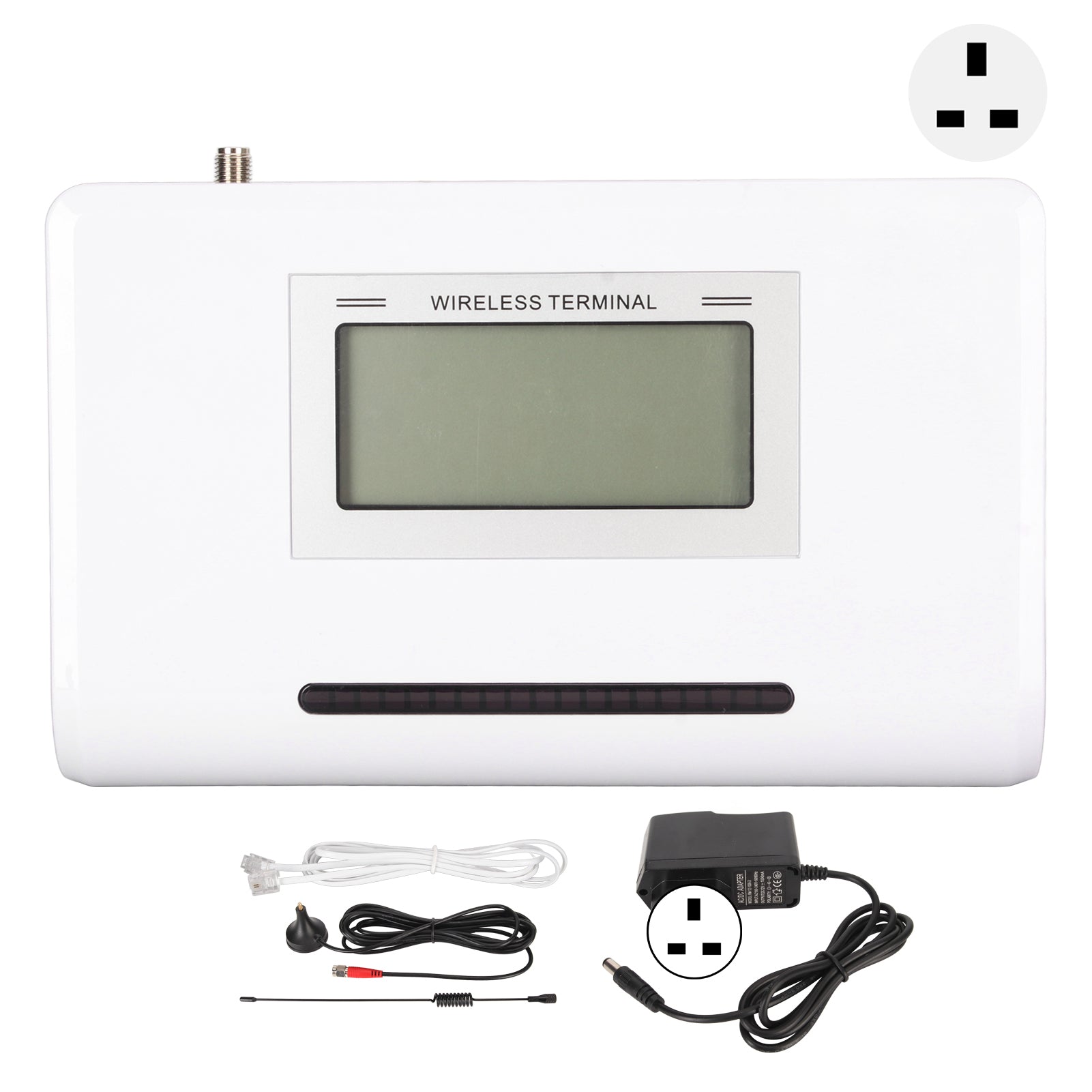 GSM Fixed Wireless Terminal with Screen 4G Quad Band Strong Signal Reception Caller ID RJ11 Port GSM Caller 100‑240V UK Plug