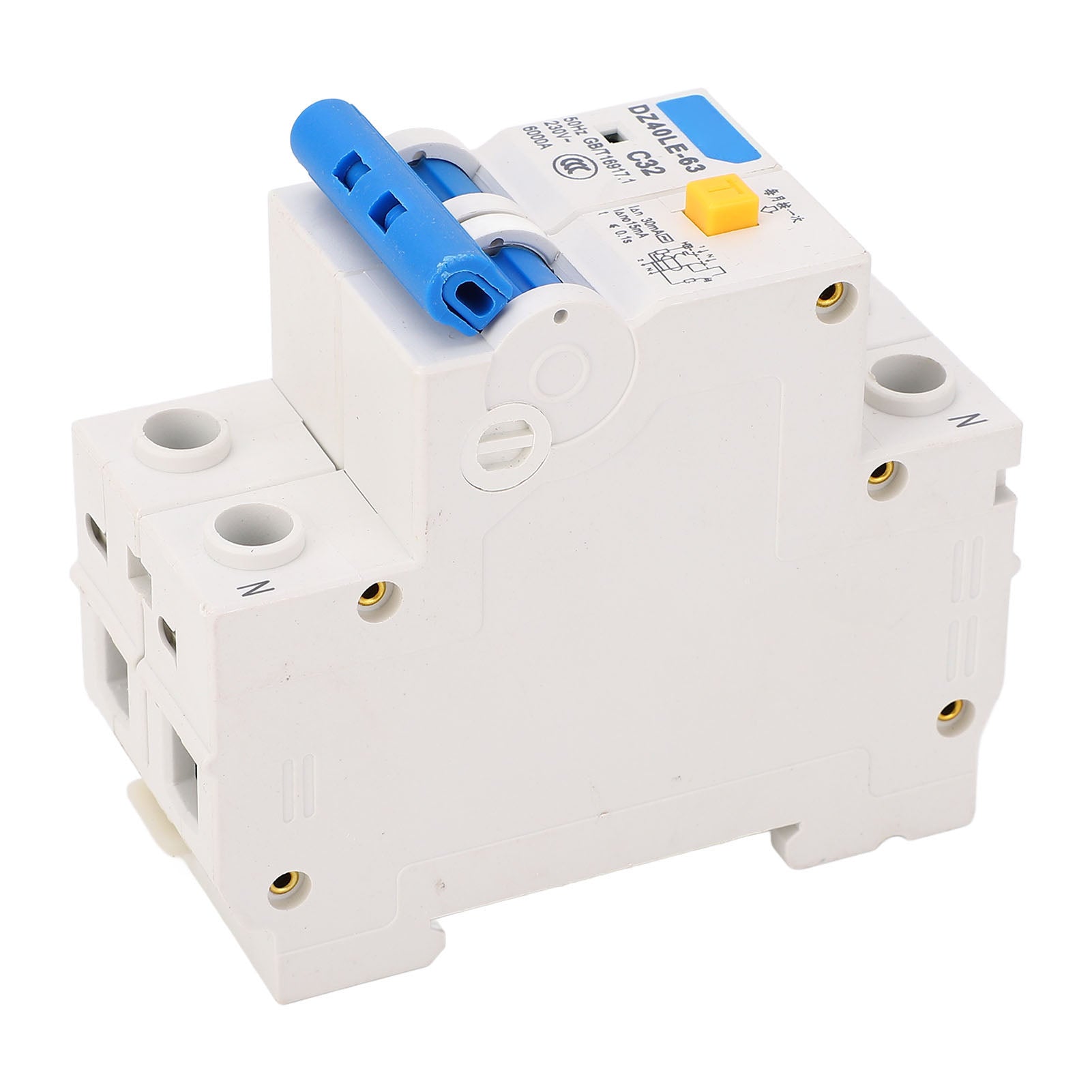 Miniature Circuit Breaker 1P Plus N Rail Mounting Double Handle Leakage Protector Air Switch for Home