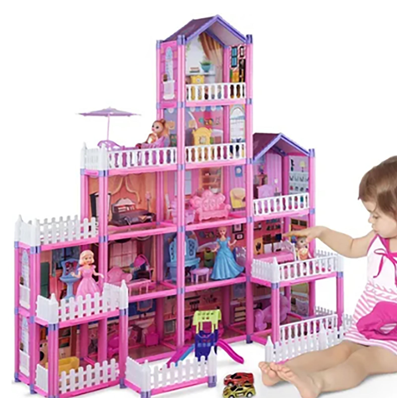278pcs Doll House Building Toys DIY Assembly Doll Accessories Simulation Castle Building Kit for Girls