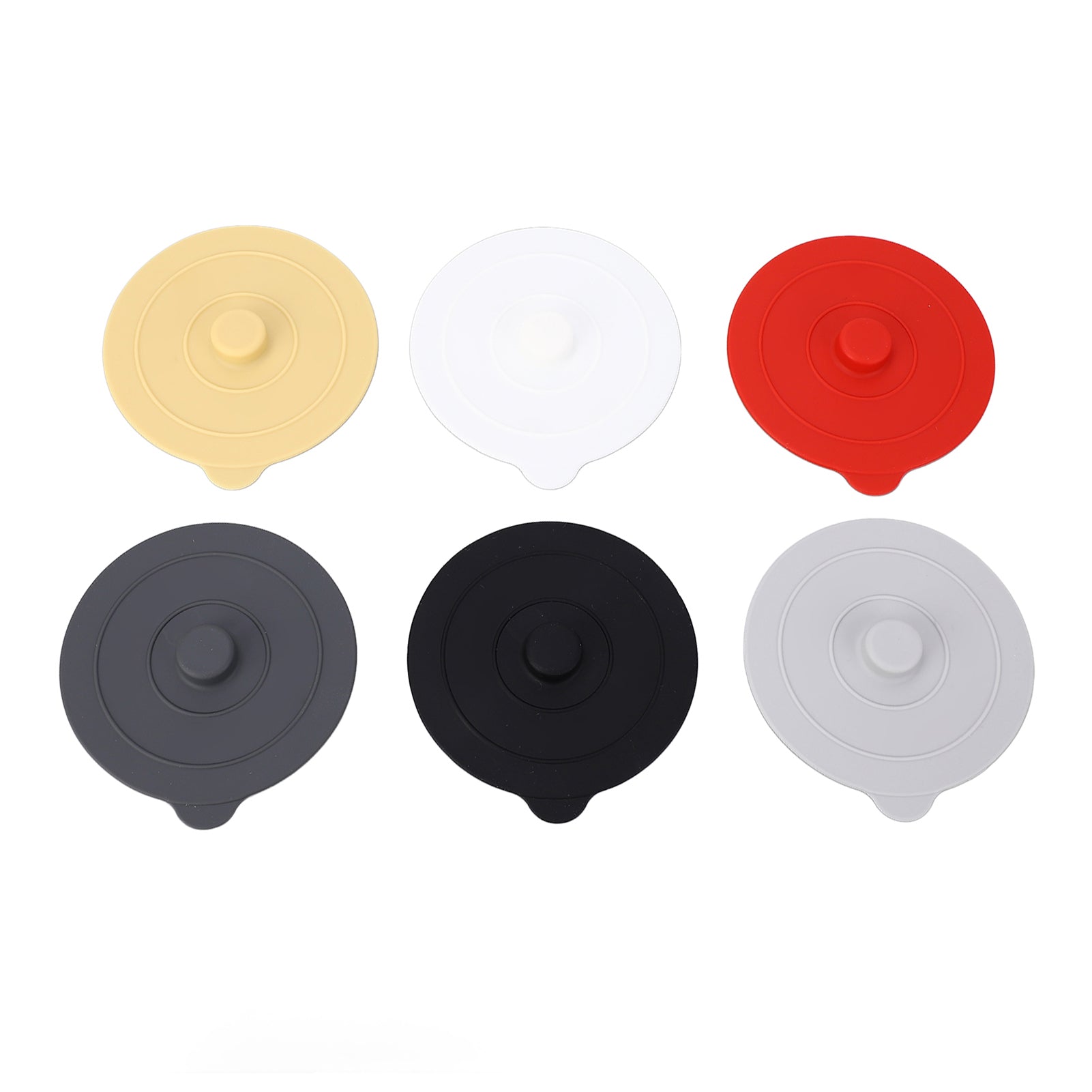 6Pcs Silicone Cup Lid Dustproof Round Universal Cup Cover 9.5cm Red Yellow Black White Dark Grey Light Grey