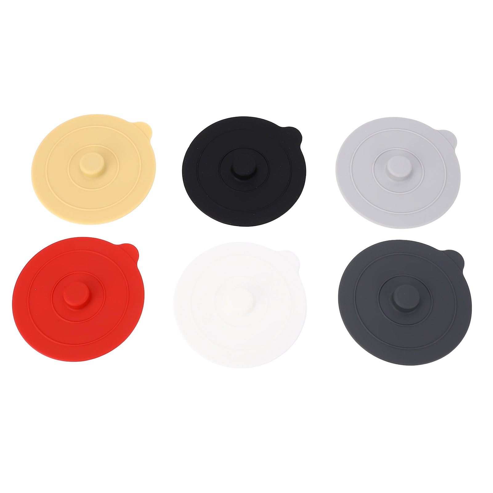 6Pcs Silicone Cup Lid Dustproof Round Universal Cup Cover 9.5cm Red Yellow Black White Dark Grey Light Grey