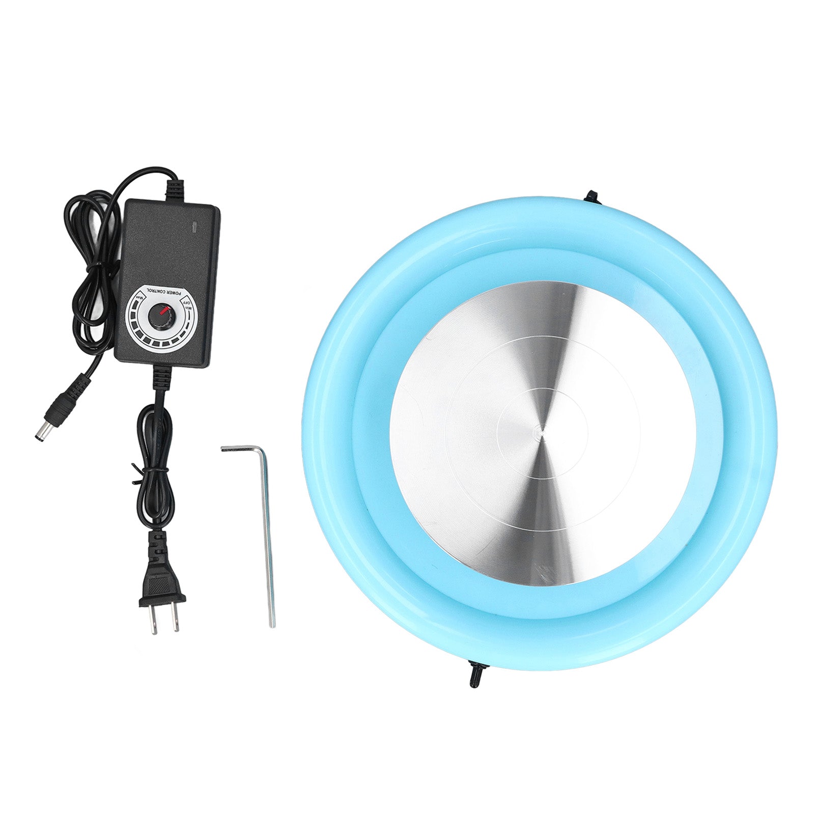 Electric Pottery Wheel Variable Speed Pottery Forming Machine DIY Clay Art Making Tool Kit Blue 100‑240V US Plug