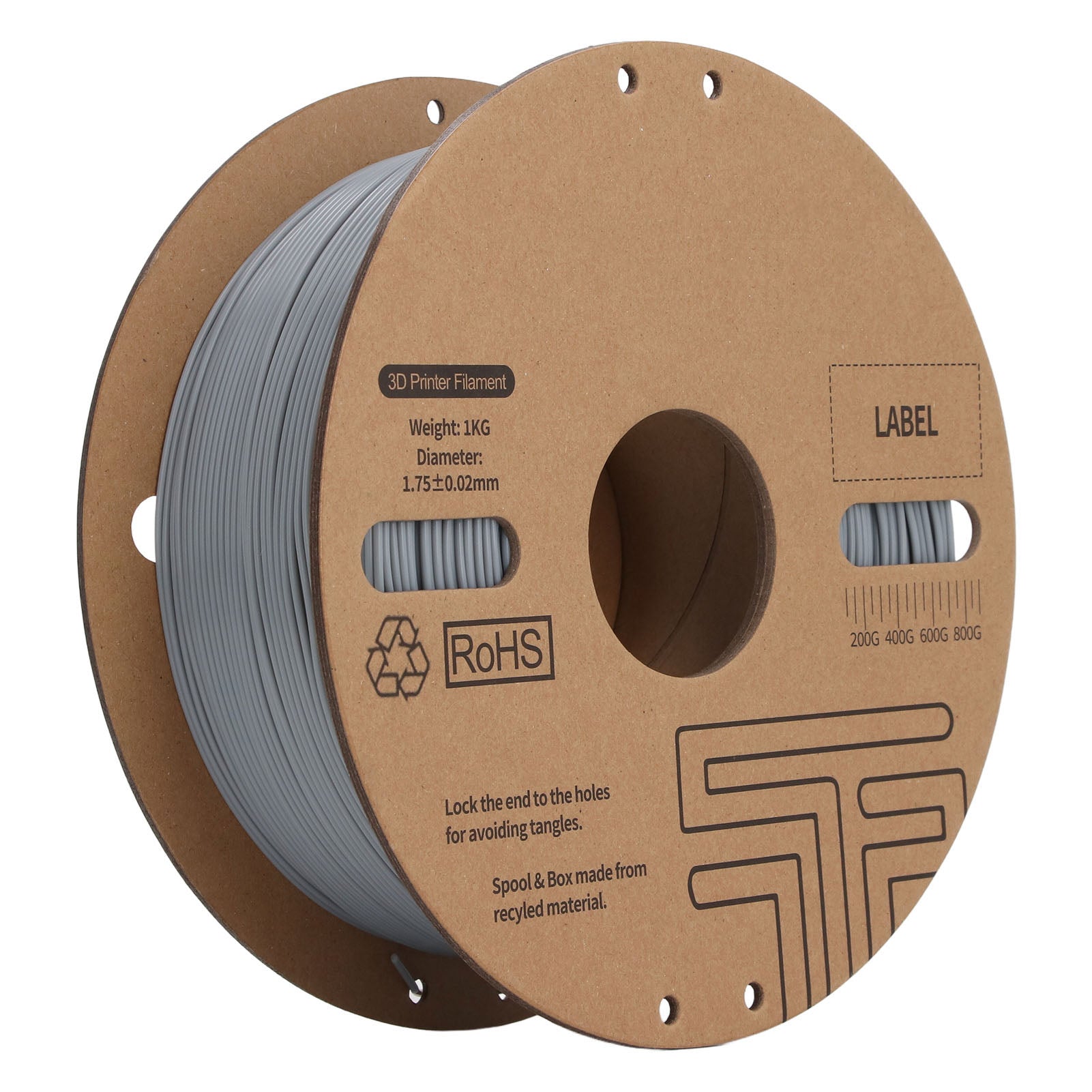 1.75mm PLA Filament 1kg Spool ±0.02mm Accuracy 30‑600mm/s High Speed Grey Filament Bundle for FDM 3D Printer