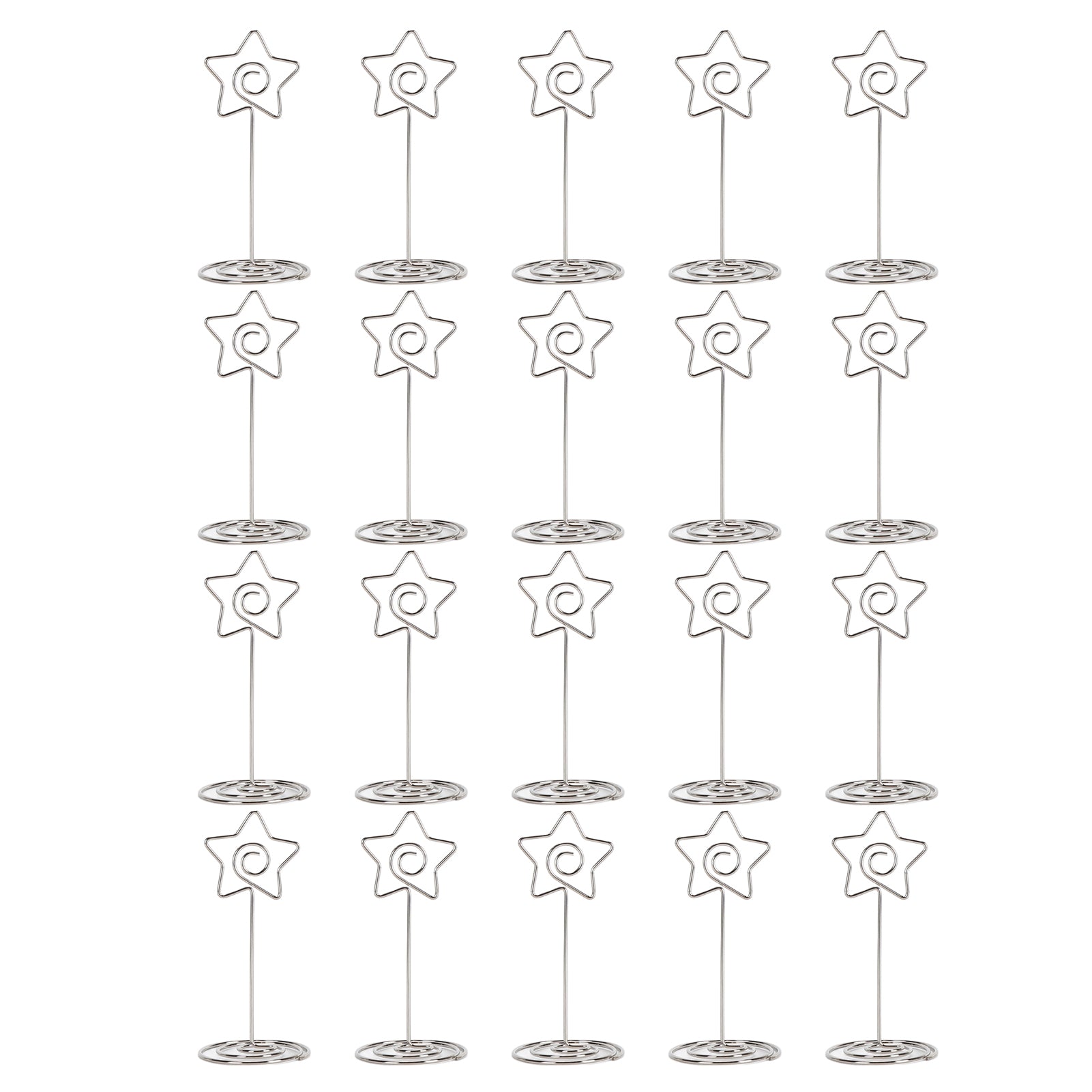 20PCS Desk Memo Clips Table Number Holder Star Shape Metal Desktop Clip for Name Card Photo Menu Picture Silver