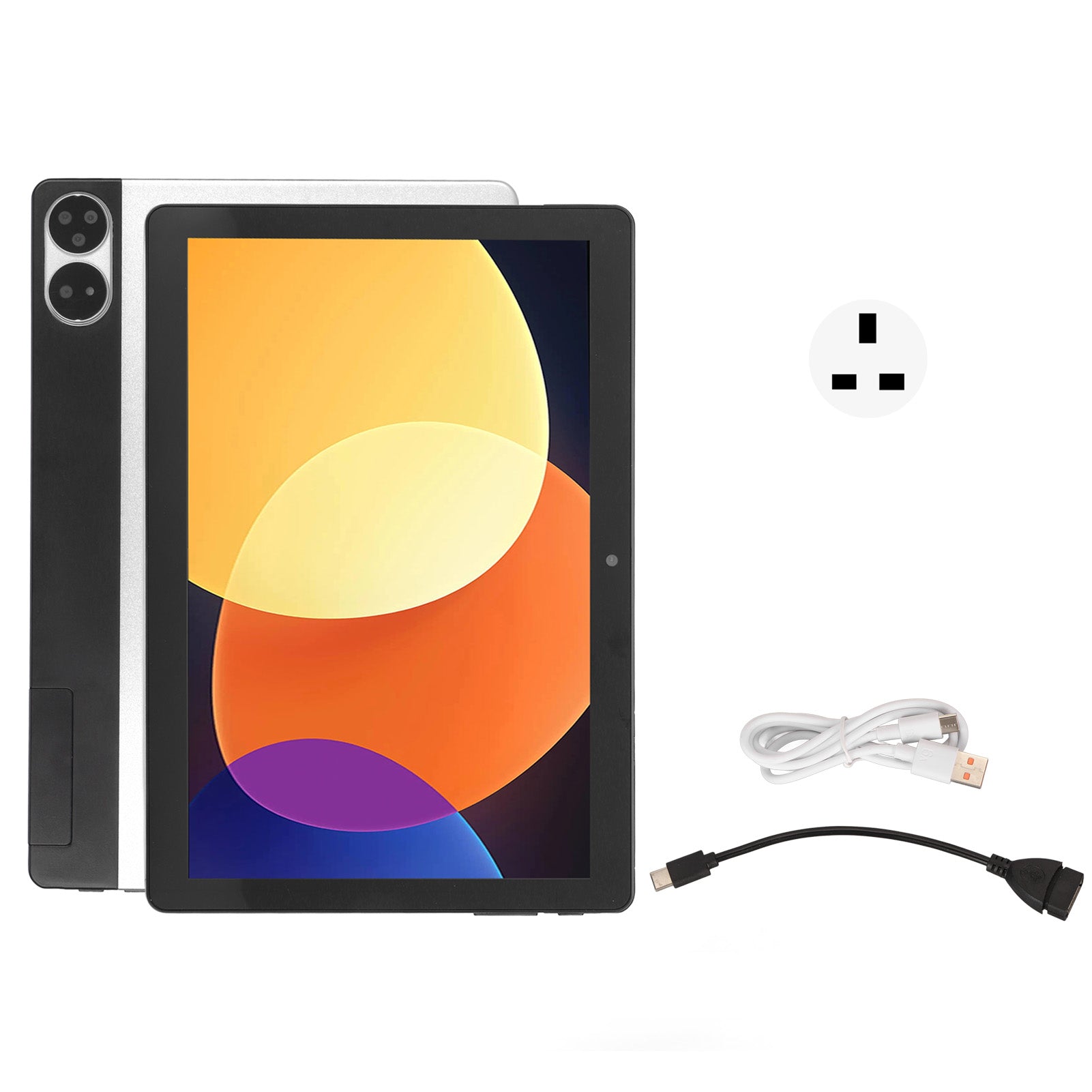 10.1 Inch Tablet 1080P HD 1920X1080 Resolution Tablet 8 Core Front 8MP Rear 16MP Camera for Android 12.0 Tablet 100‑240V Silver UK Plug