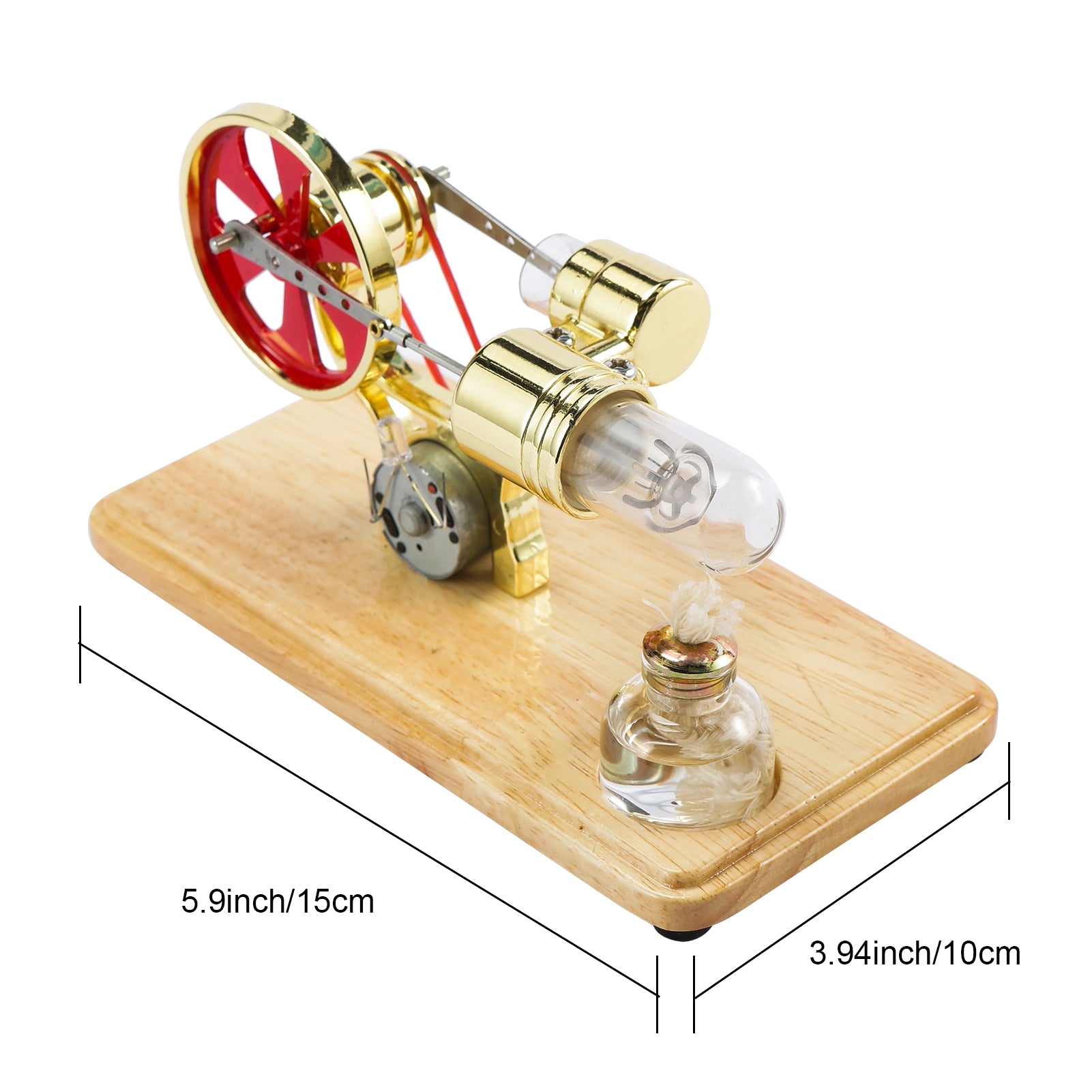 Stirling Engine Kit Electricity Generator Motor Model Physical Generator Model with LED Light Flywheel Design Science Experiment for Teacher Adults Kids School